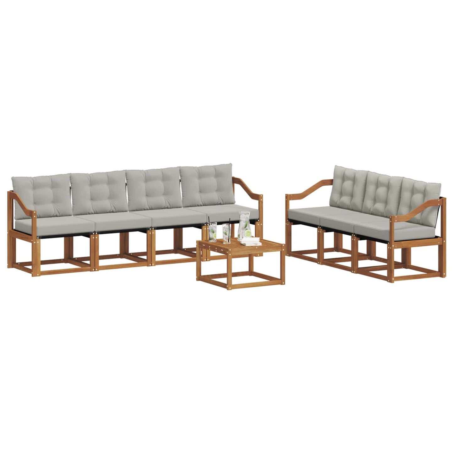 vidaXL Σειρά Καναπέ Εξωτερικού 8 pcs Φυσικό και Ανοιχτό Γκρι
