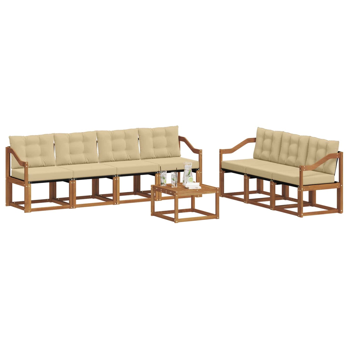 vidaXL Σειρά Καναπέ Εξωτερικού με μαξιλάρι 8 pcs Φυσικό και Μπεζ