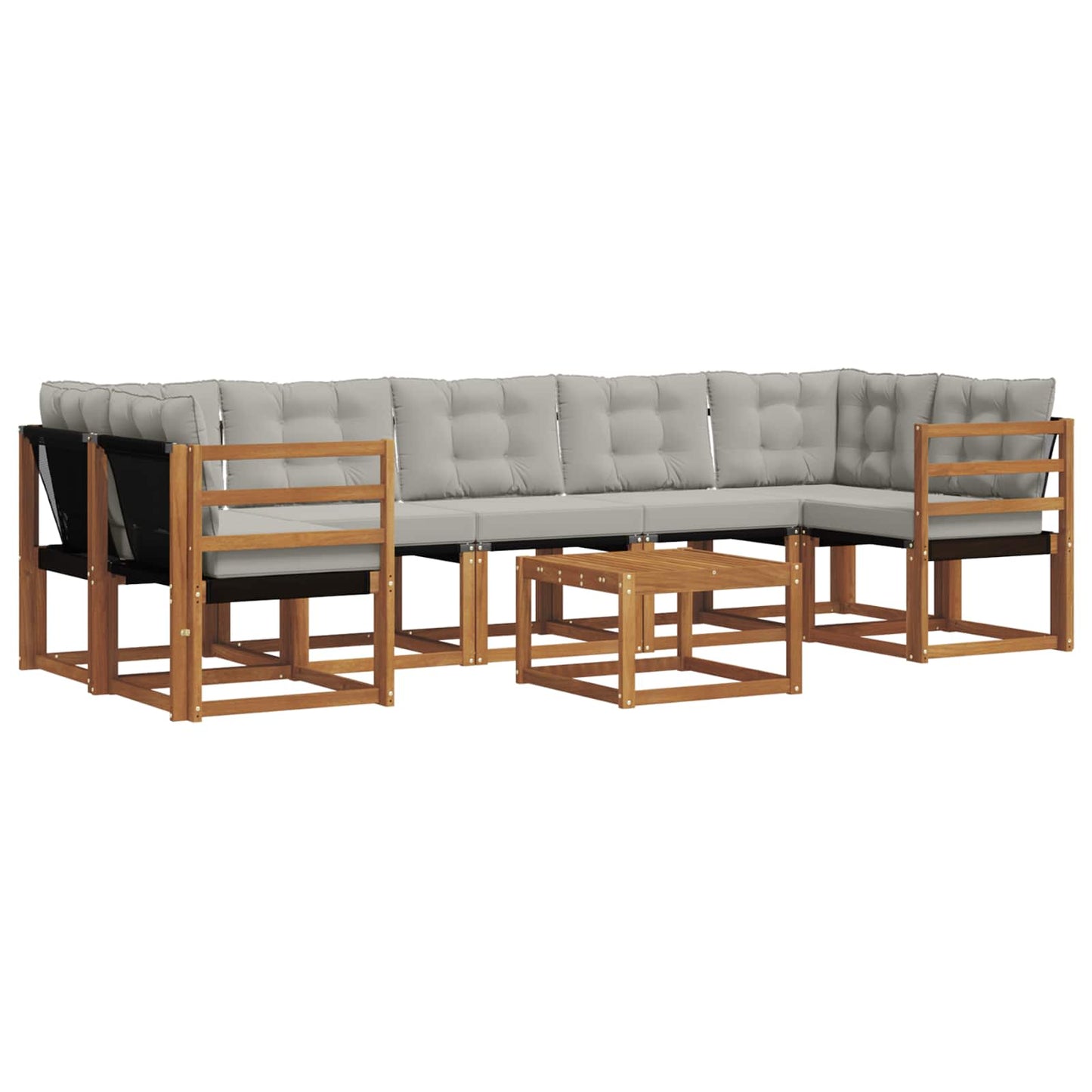 vidaXL Σειρά Καναπέ Εξωτερικού 8 pcs Φυσικό και Ανοιχτό Γκρι