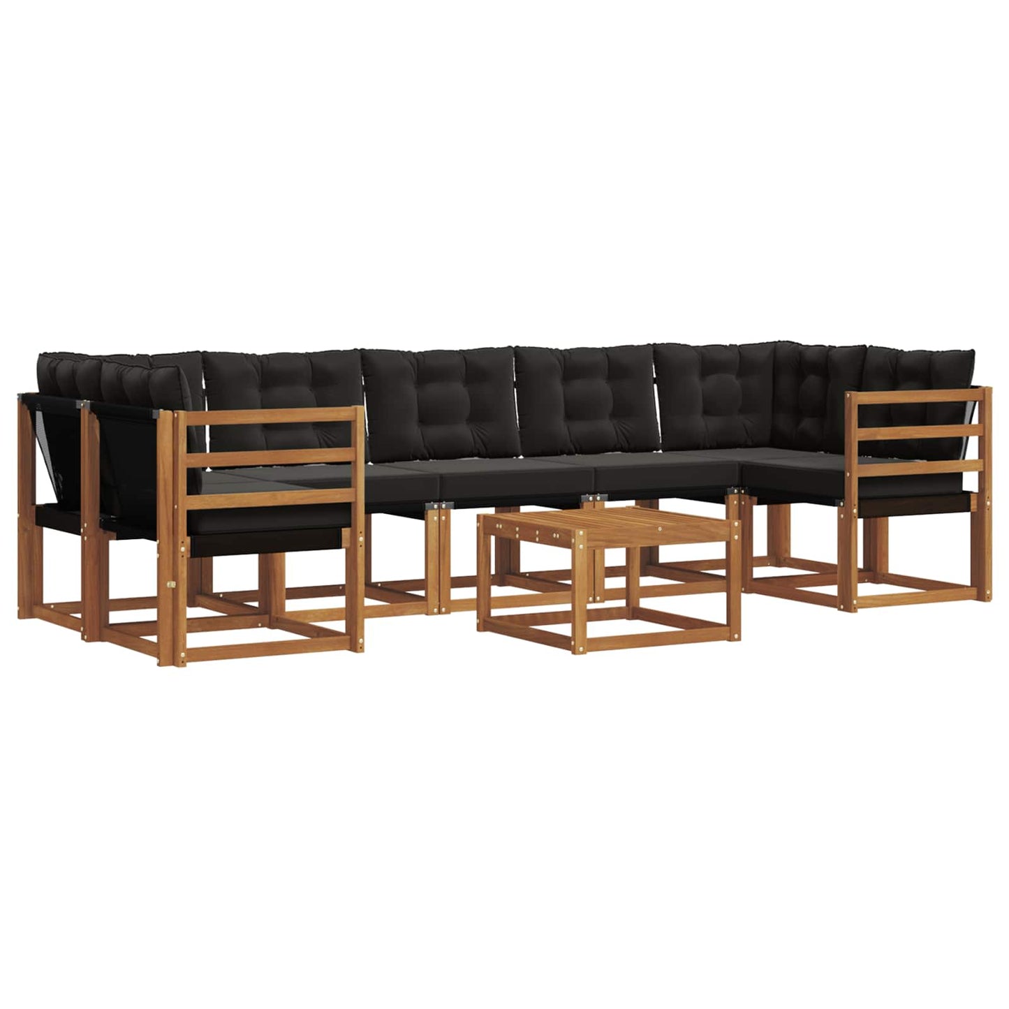 vidaXL Σειρά Καναπέ Εξωτερικού με μαξιλάρι 8 pcs Φυσικό και Μαύρο