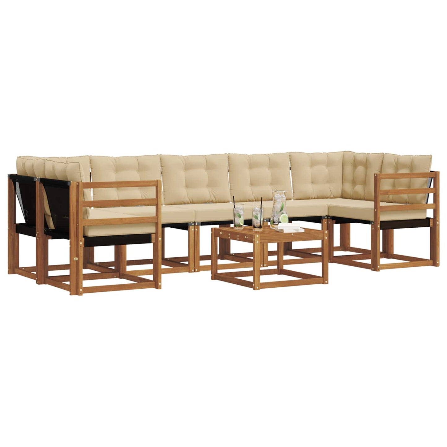vidaXL Σειρά Καναπέ Εξωτερικού με μαξιλάρι 8 pcs Φυσικό και Μπεζ