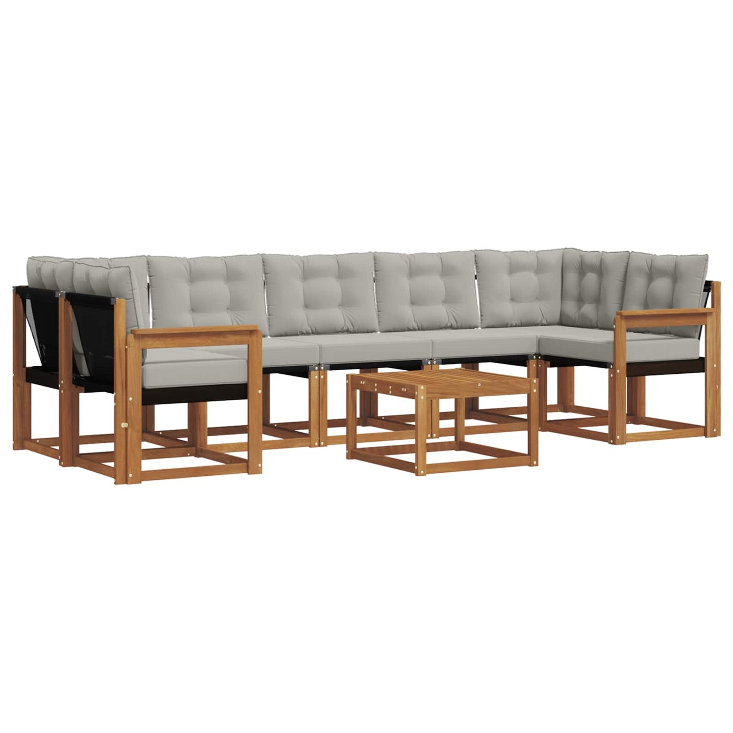 vidaXL Σειρά Καναπέ Εξωτερικού 8 pcs Φυσικό και Ανοιχτό Γκρι
