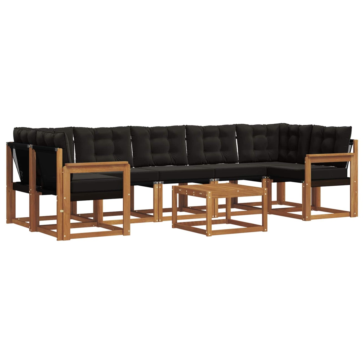 vidaXL Σειρά Καναπέ Εξωτερικού με μαξιλάρι 8 pcs Φυσικό και Μαύρο