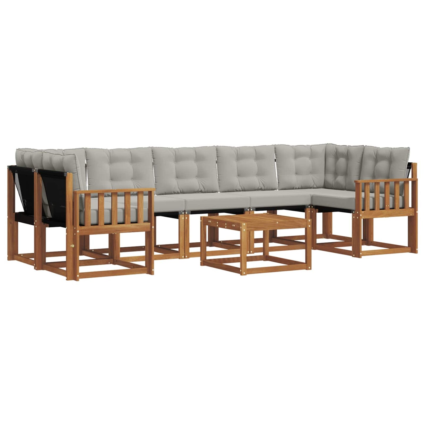 vidaXL Σειρά Καναπέ Εξωτερικού 8 pcs Φυσικό και Ανοιχτό Γκρι