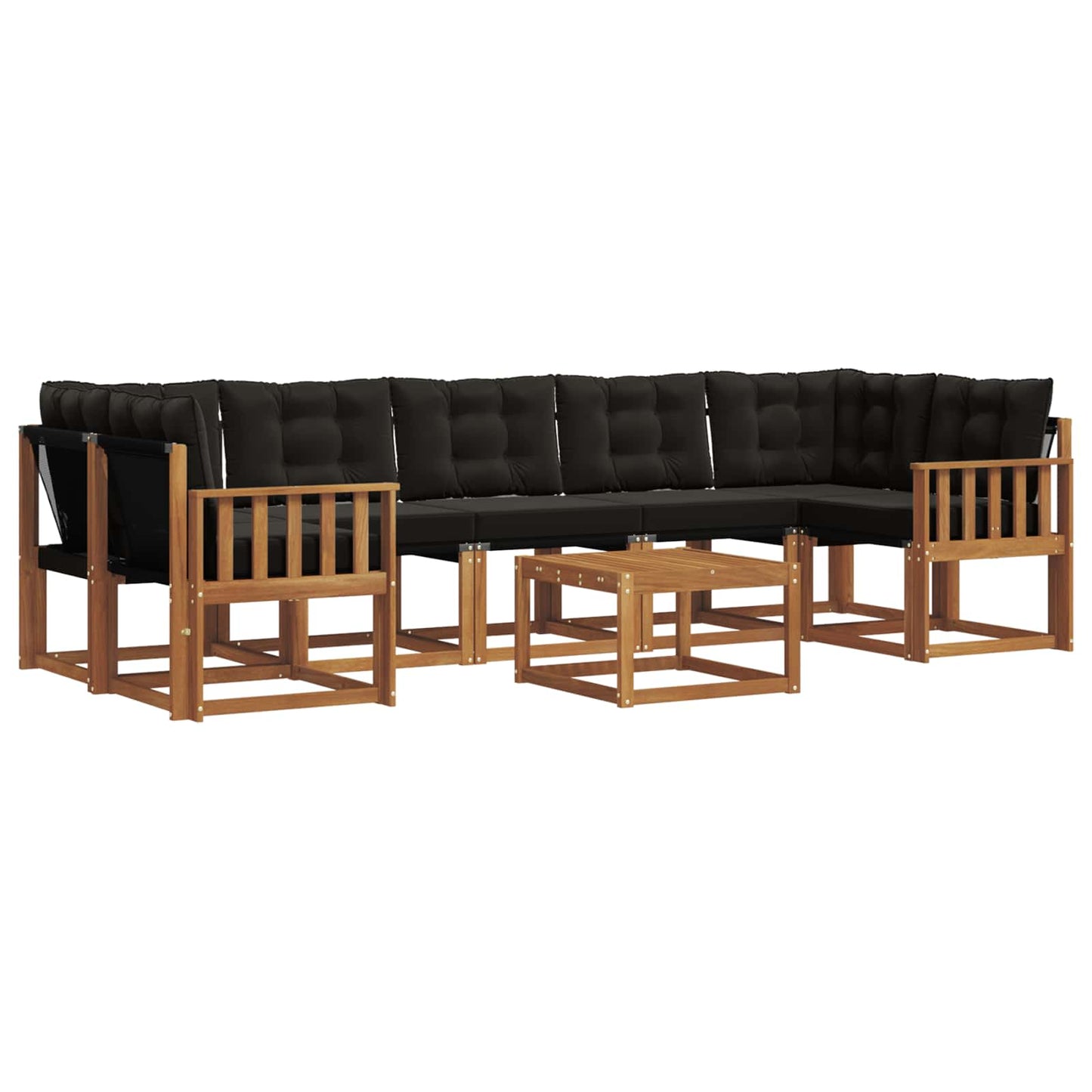 vidaXL Σειρά Καναπέ Εξωτερικού με μαξιλάρι 8 pcs Φυσικό και Μαύρο