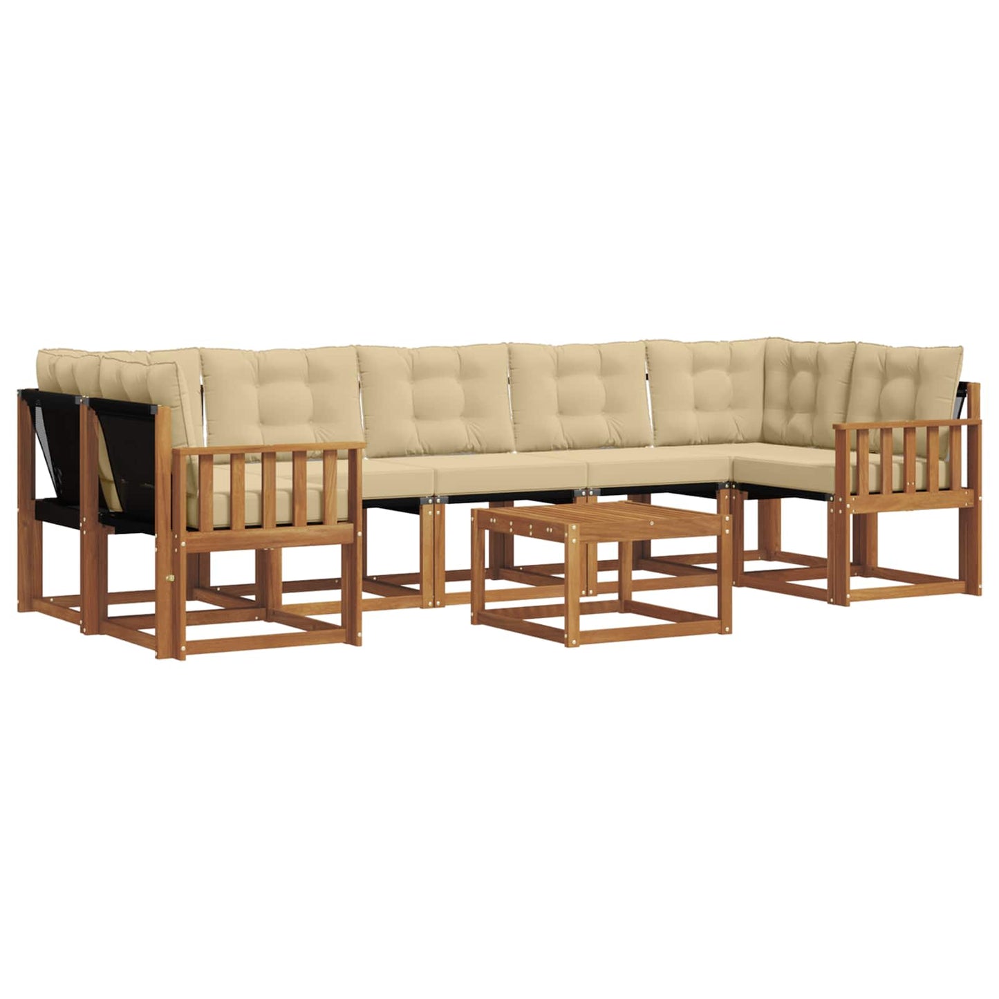 vidaXL Σειρά Καναπέ Εξωτερικού με μαξιλάρι 8 pcs Φυσικό και Μπεζ
