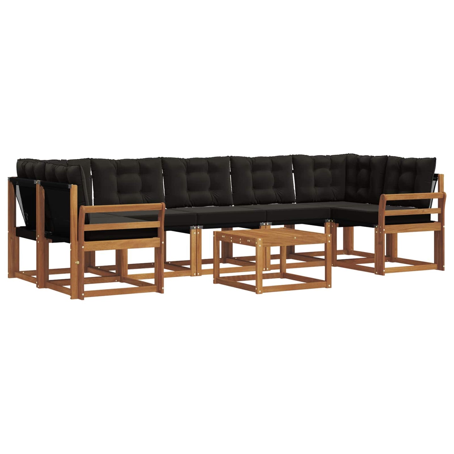vidaXL Σειρά Καναπέ Εξωτερικού με μαξιλάρι 8 pcs Φυσικό και Μαύρο