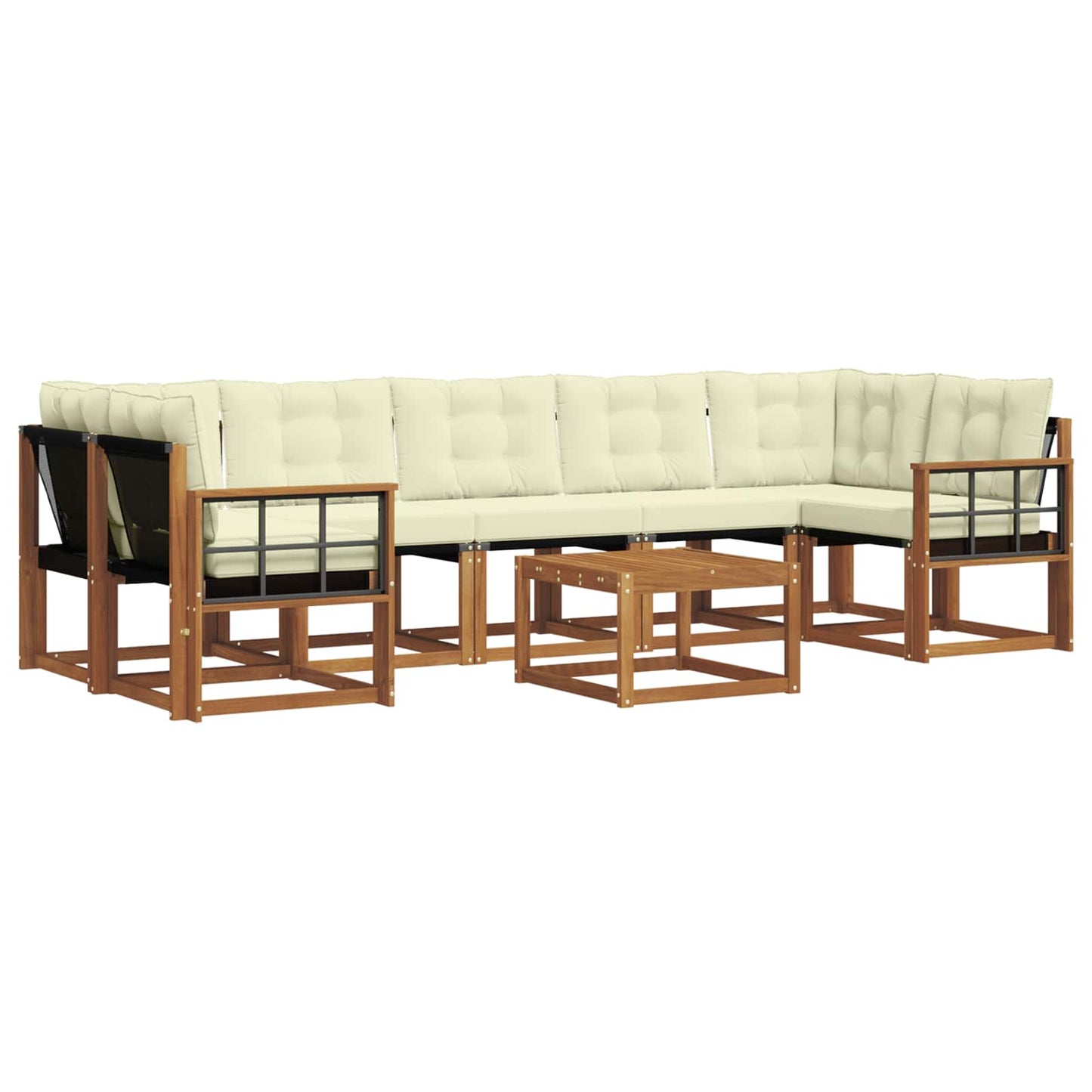 vidaXL Σειρά Καναπέ Εξωτερικού με μαξιλάρι 8 pcs Φυσικό και Κρέμα