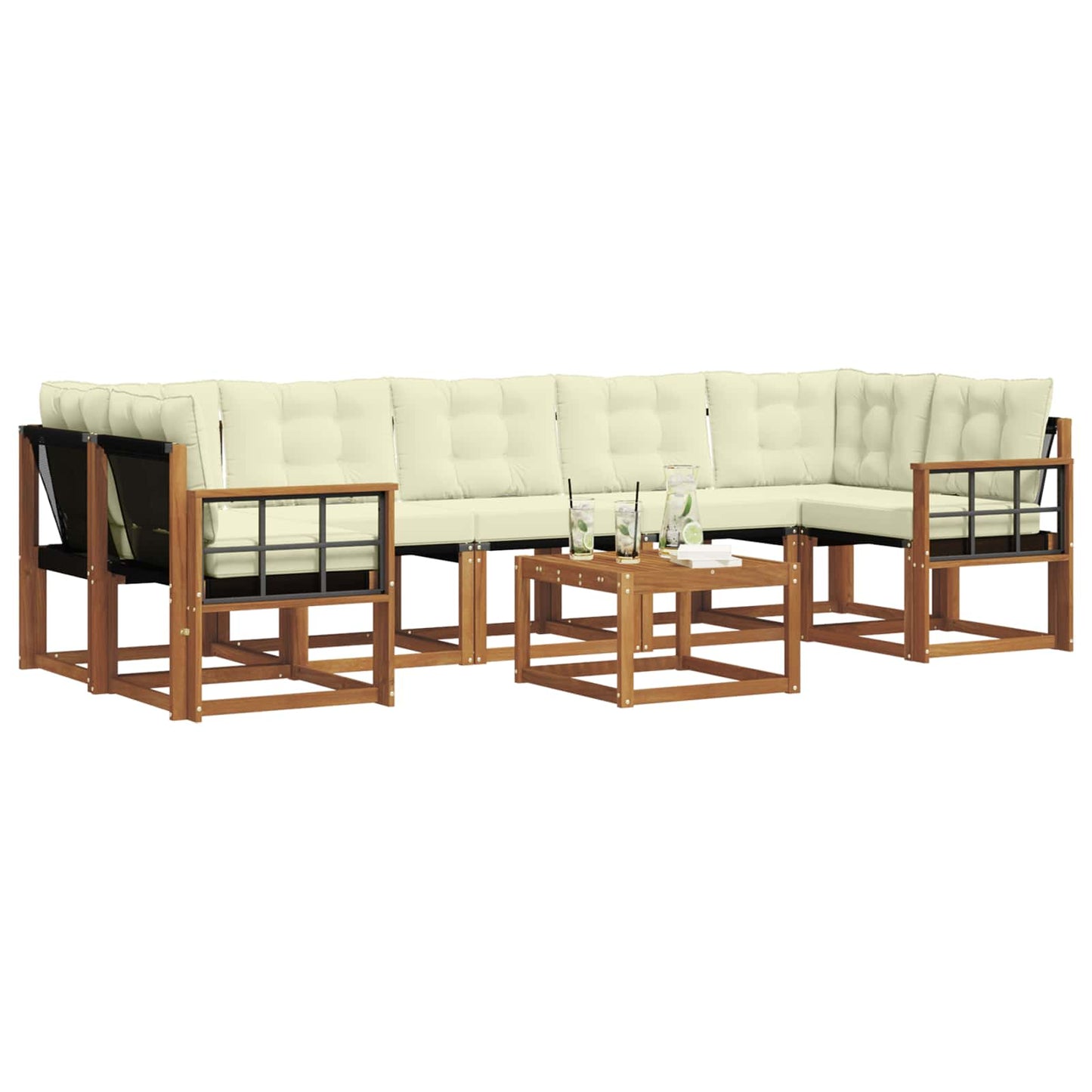 vidaXL Σειρά Καναπέ Εξωτερικού με μαξιλάρι 8 pcs Φυσικό και Κρέμα
