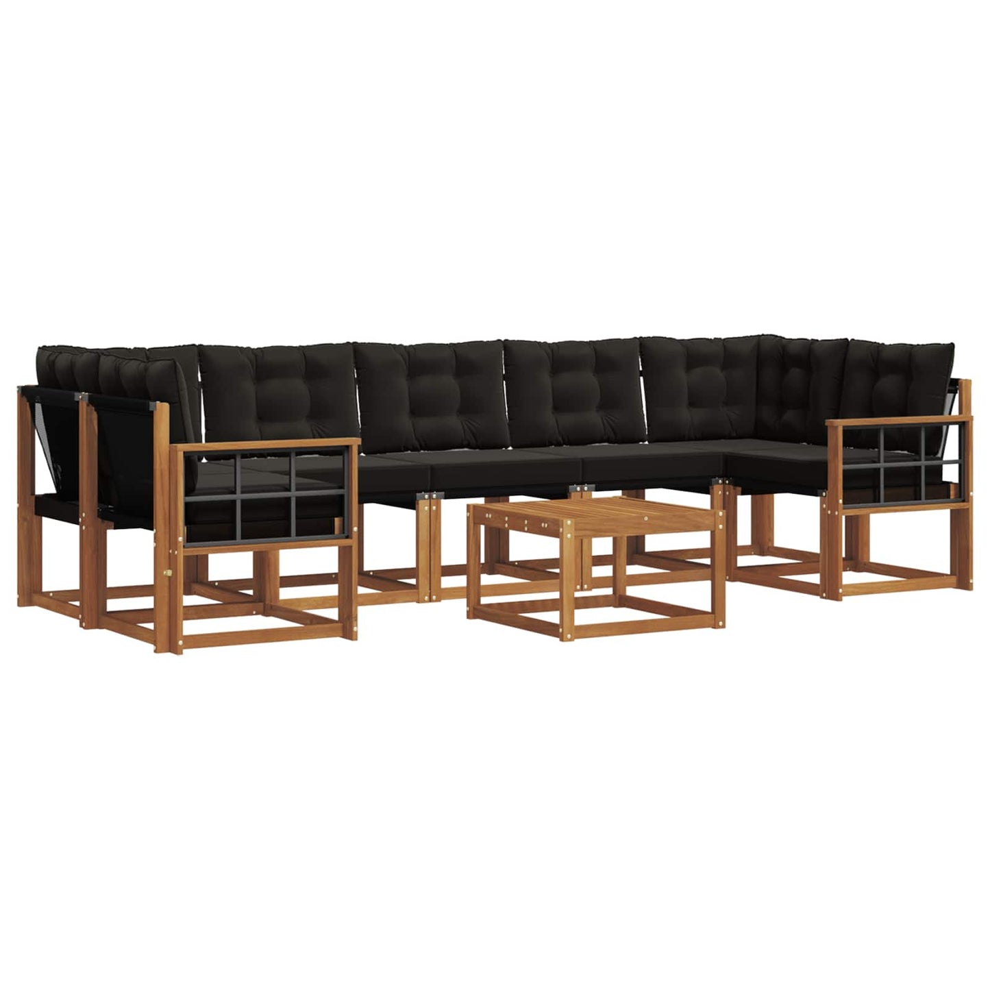 vidaXL Σειρά Καναπέ Εξωτερικού με μαξιλάρι 8 pcs Φυσικό και Μαύρο