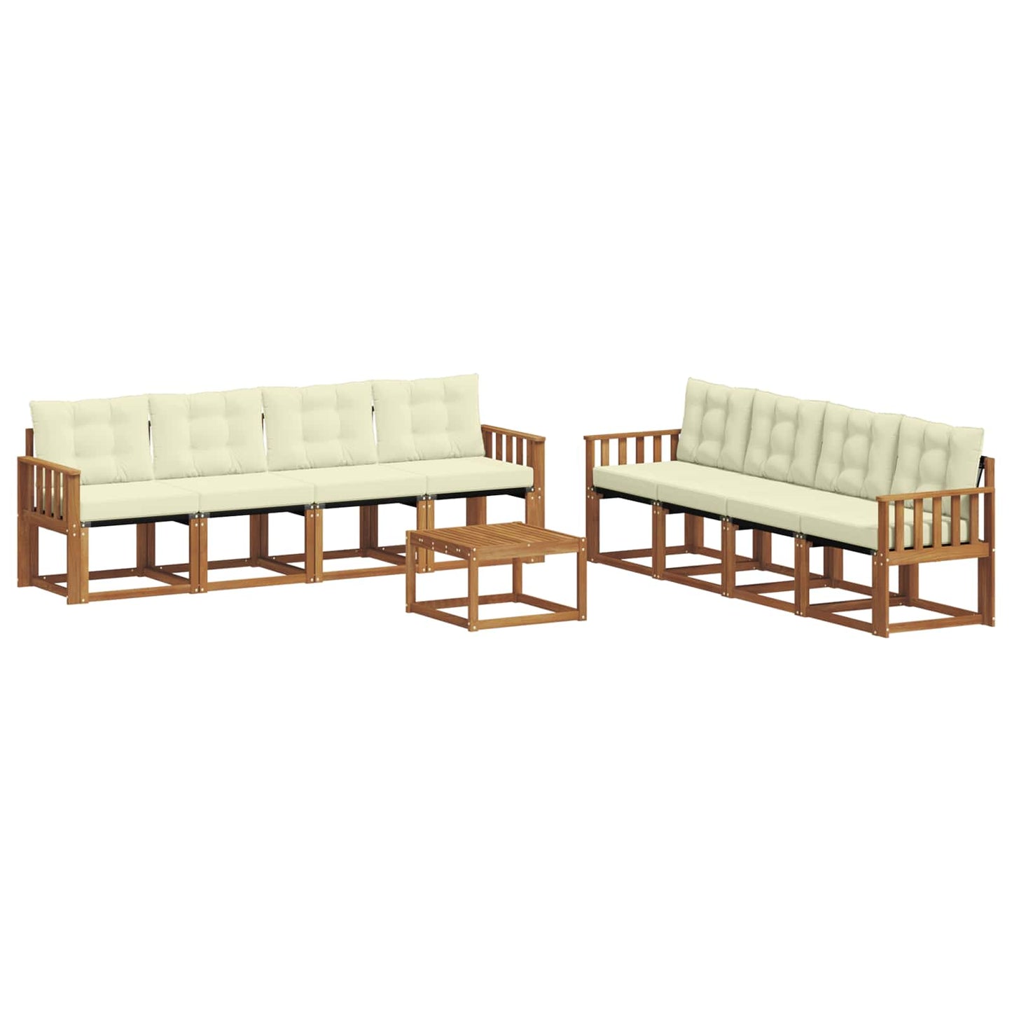 vidaXL Σειρά Καναπέ Εξωτερικού με μαξιλάρι 9 pcs Φυσικό και Κρέμα