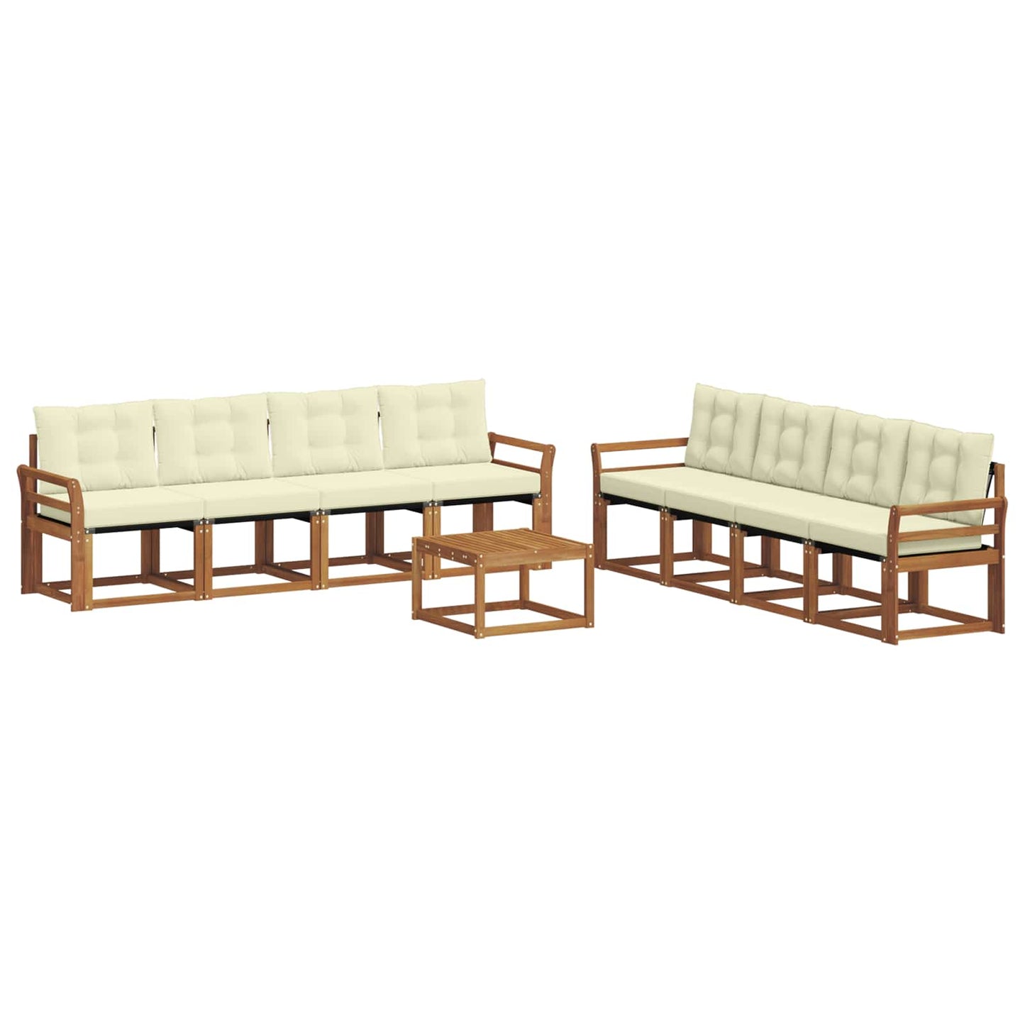 vidaXL Σειρά Καναπέ Εξωτερικού με μαξιλάρι 9 pcs Φυσικό και Κρέμα