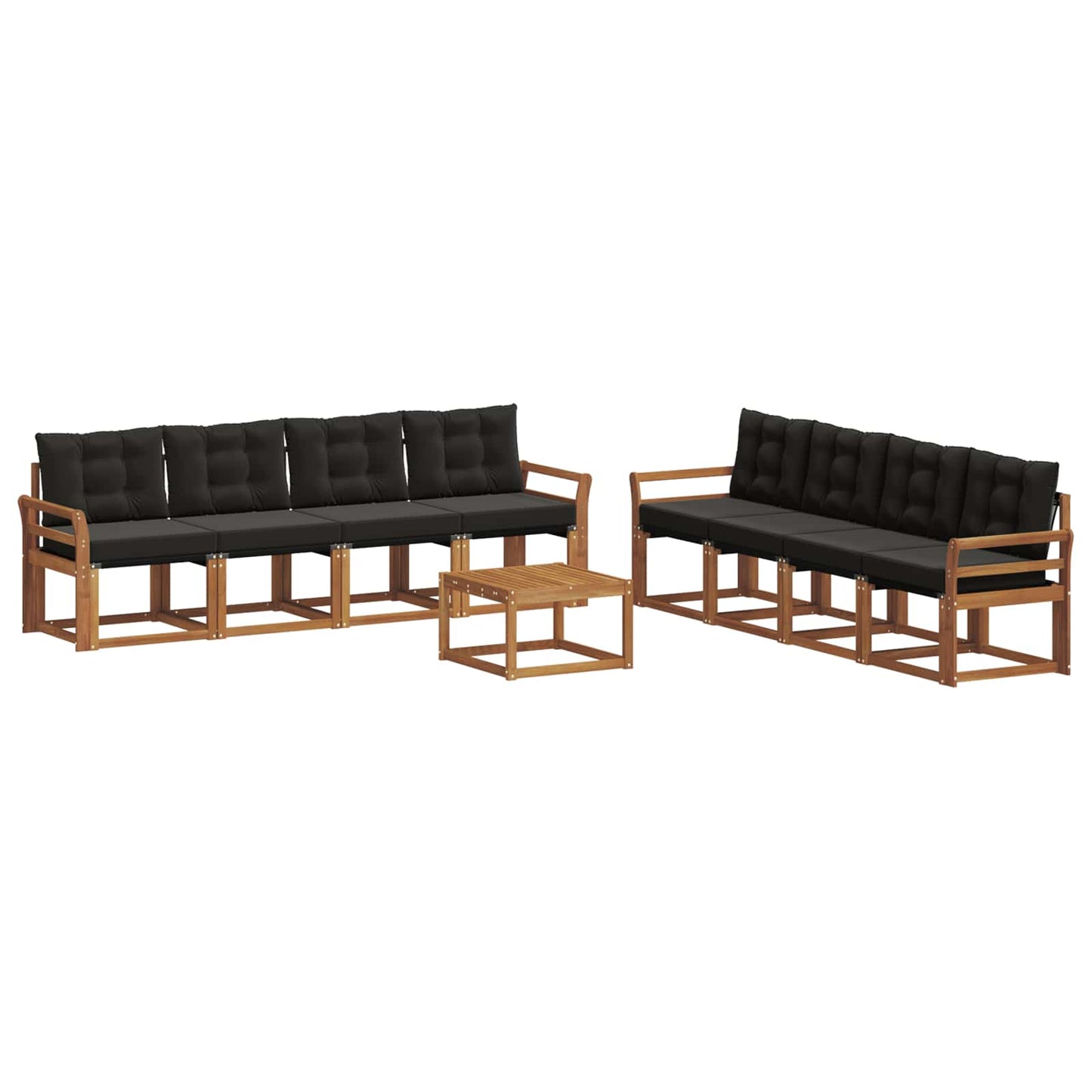 vidaXL Σειρά Καναπέ Εξωτερικού με μαξιλάρι 9 pcs Φυσικό και Μαύρο