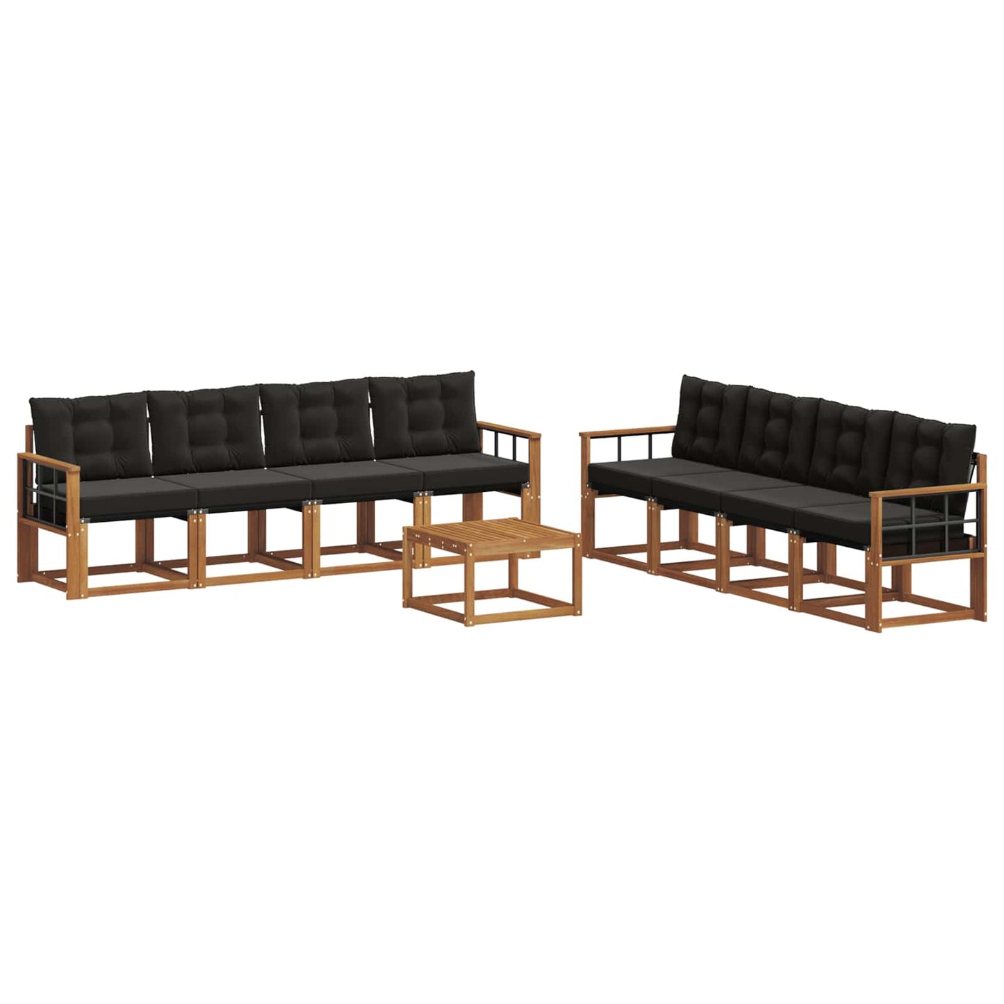 vidaXL Σειρά Καναπέ Εξωτερικού με μαξιλάρι 9 pcs Φυσικό και Μαύρο