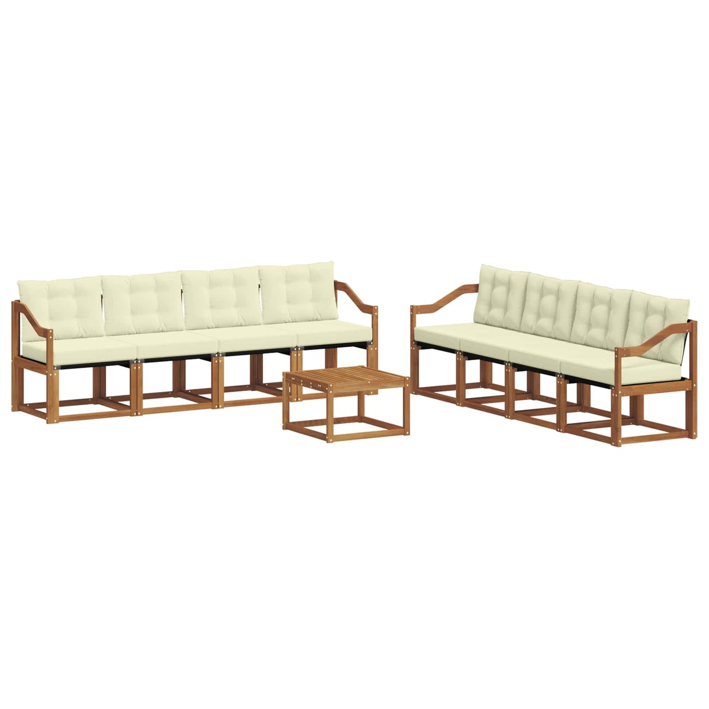 vidaXL Σειρά Καναπέ Εξωτερικού με μαξιλάρι 9 pcs Φυσικό και Κρέμα