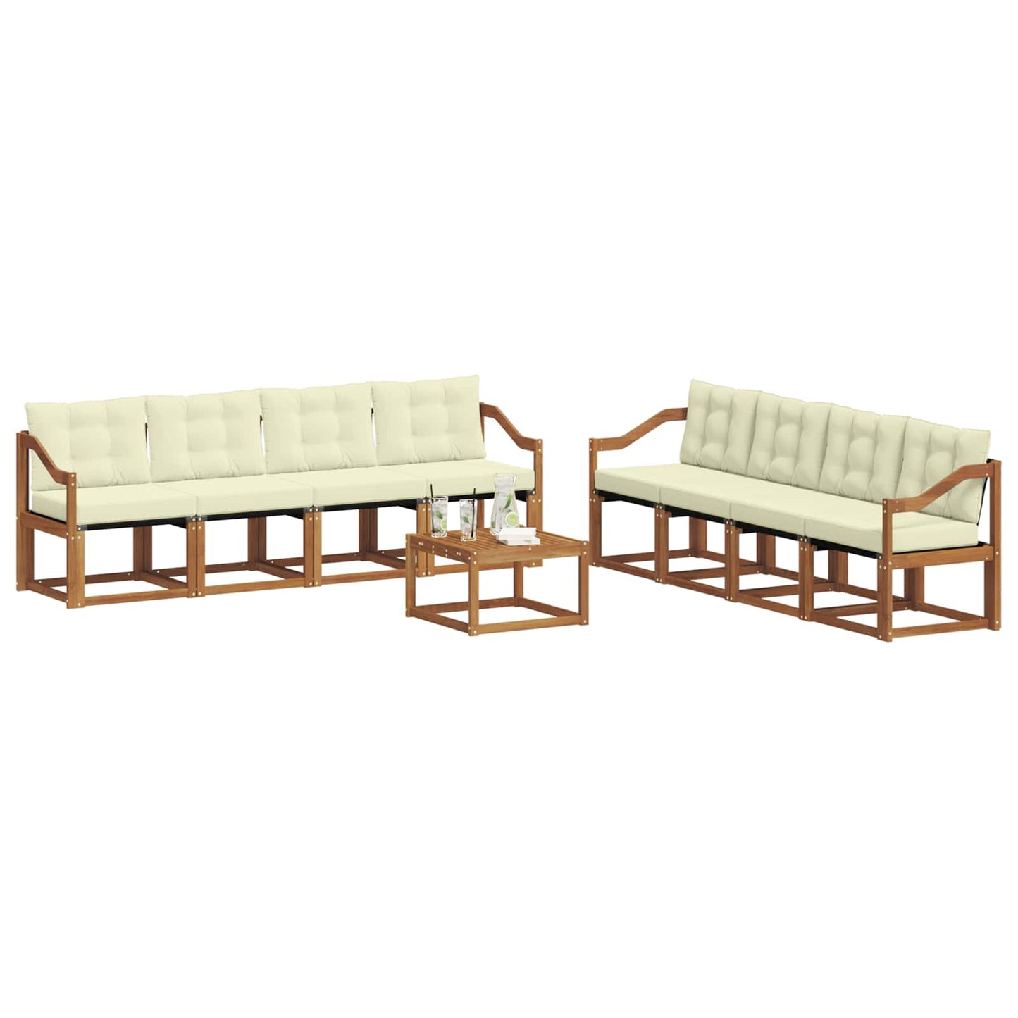 vidaXL Σειρά Καναπέ Εξωτερικού με μαξιλάρι 9 pcs Φυσικό και Κρέμα
