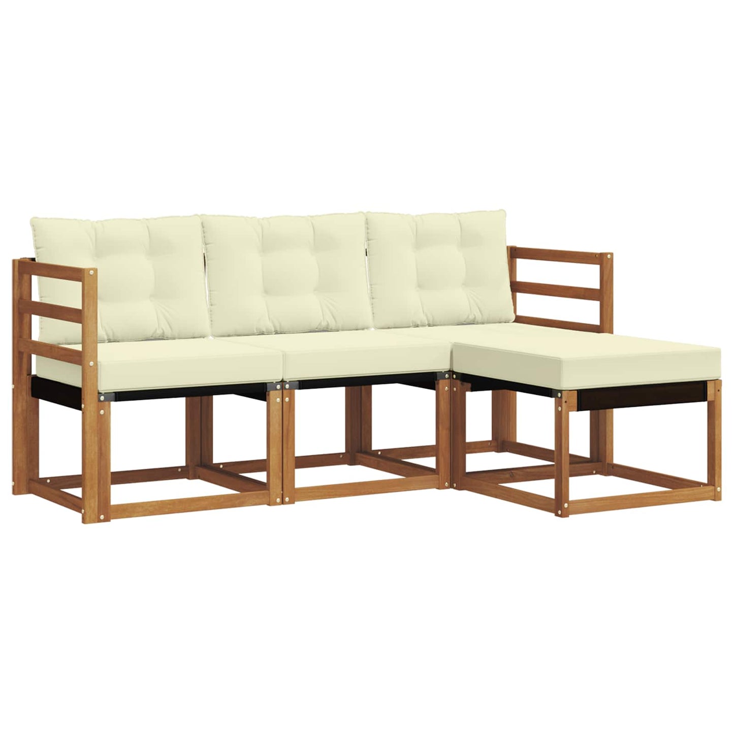 vidaXL Σειρά Καναπέ Εξωτερικού με μαξιλάρι 4 pcs Φυσικό και Κρέμα