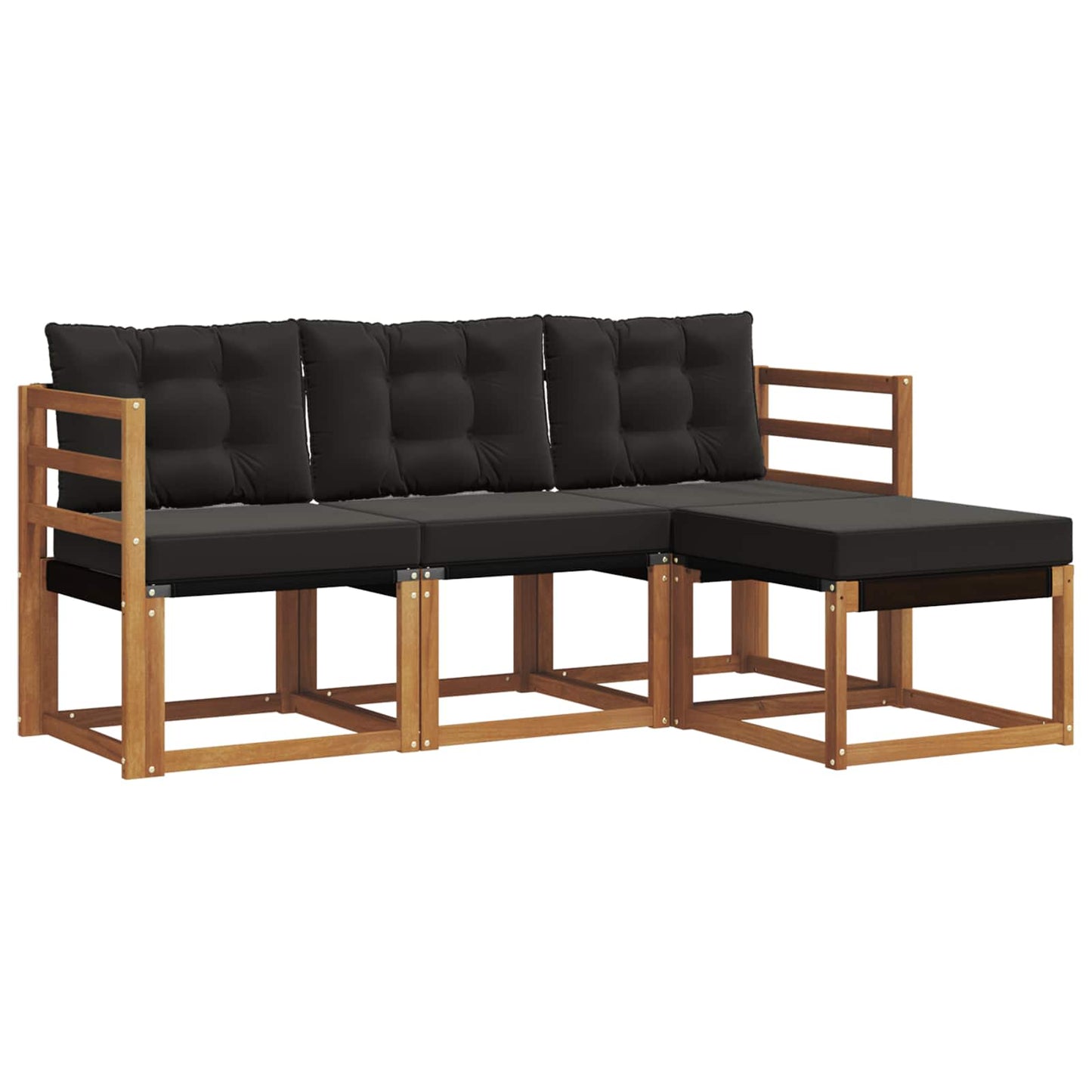 vidaXL Σειρά Καναπέ Εξωτερικού με μαξιλάρι 4 pcs Φυσικό και Μαύρο