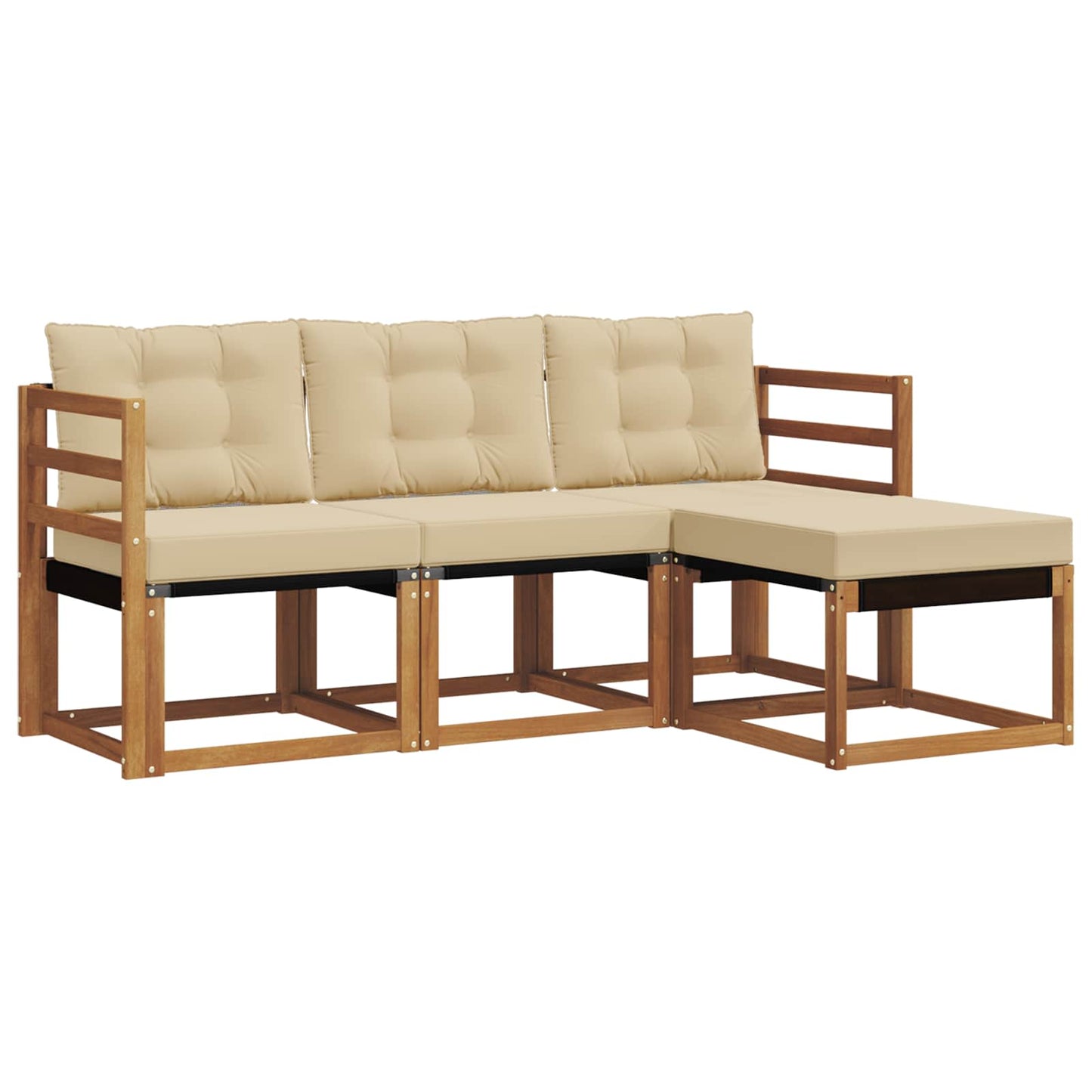 vidaXL Σειρά Καναπέ Εξωτερικού με μαξιλάρι 4 pcs Φυσικό και Μπεζ