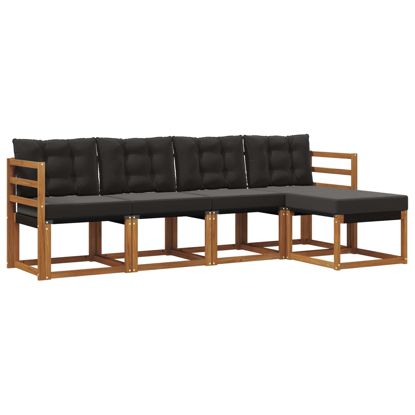 vidaXL Σειρά Καναπέ Εξωτερικού με μαξιλάρι 5 pcs Φυσικό και Μαύρο