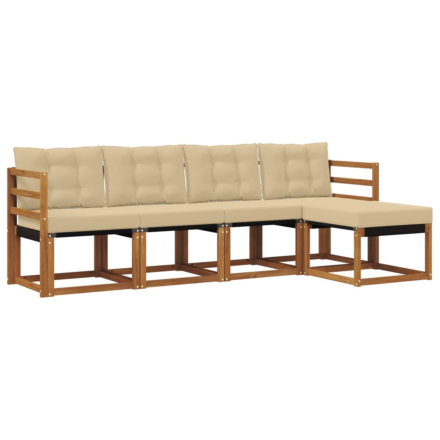 vidaXL Σειρά Καναπέ Εξωτερικού με μαξιλάρι 5 pcs Φυσικό και Μπεζ