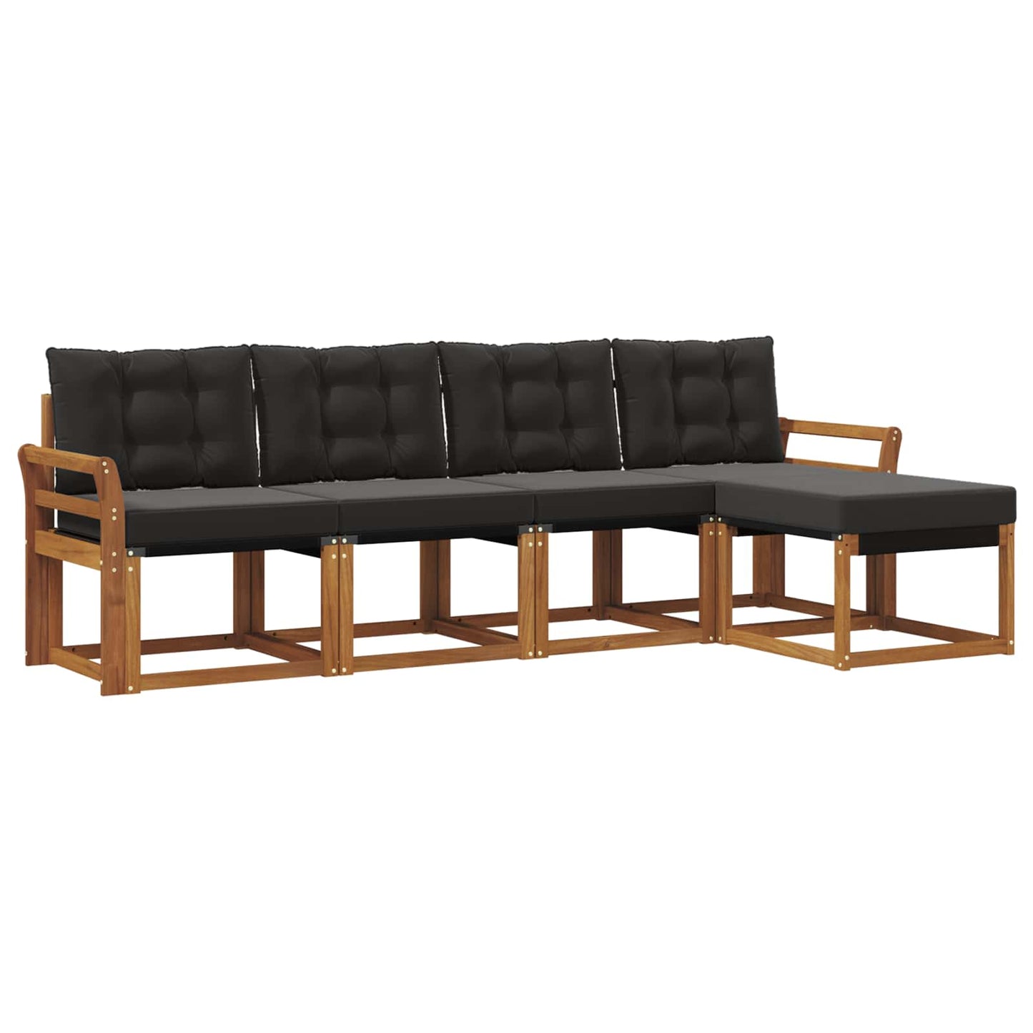 vidaXL Σειρά Καναπέ Εξωτερικού με μαξιλάρι 5 pcs Φυσικό και Μαύρο