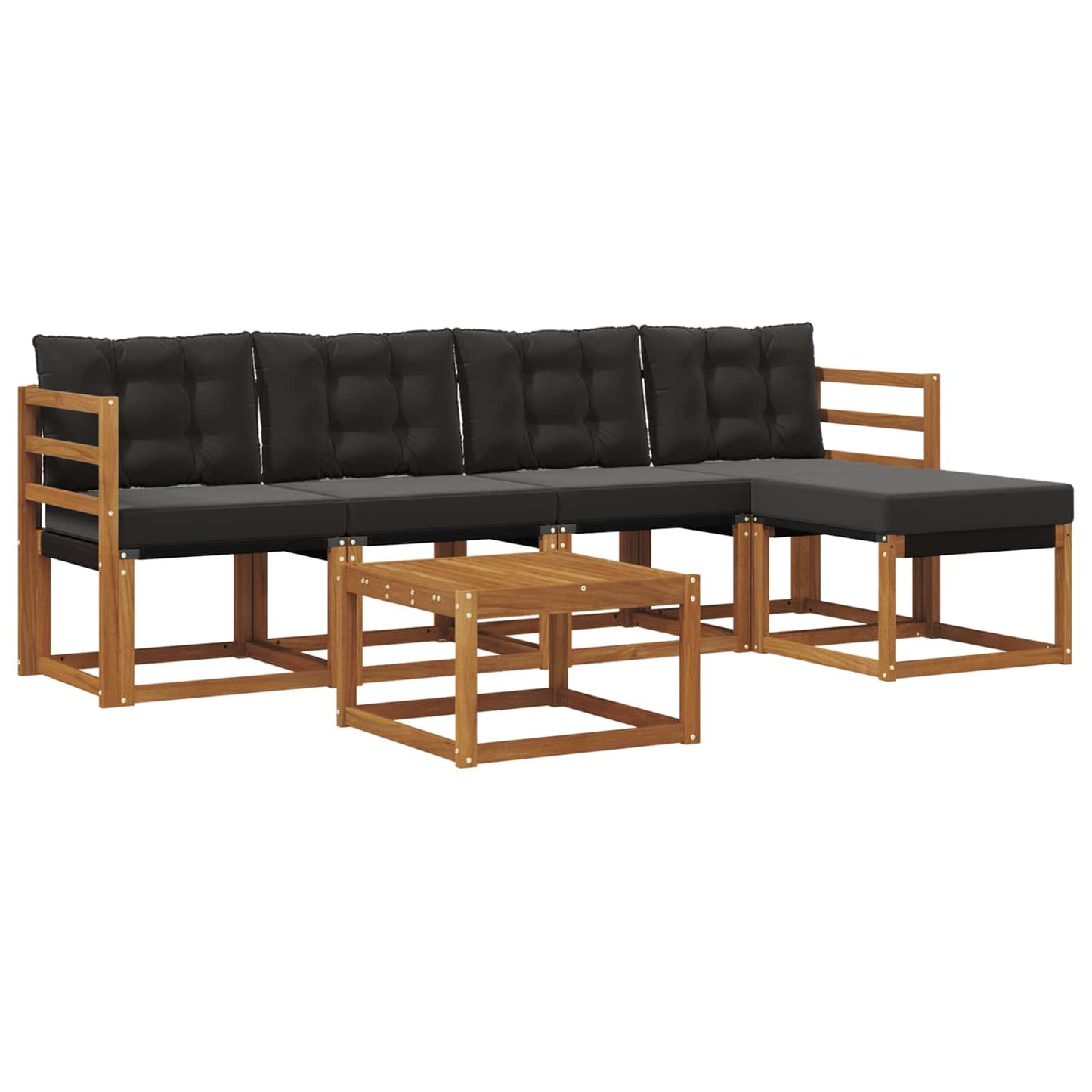 vidaXL Σειρά Καναπέ Εξωτερικού με μαξιλάρι 6 pcs Φυσικό και Μαύρο