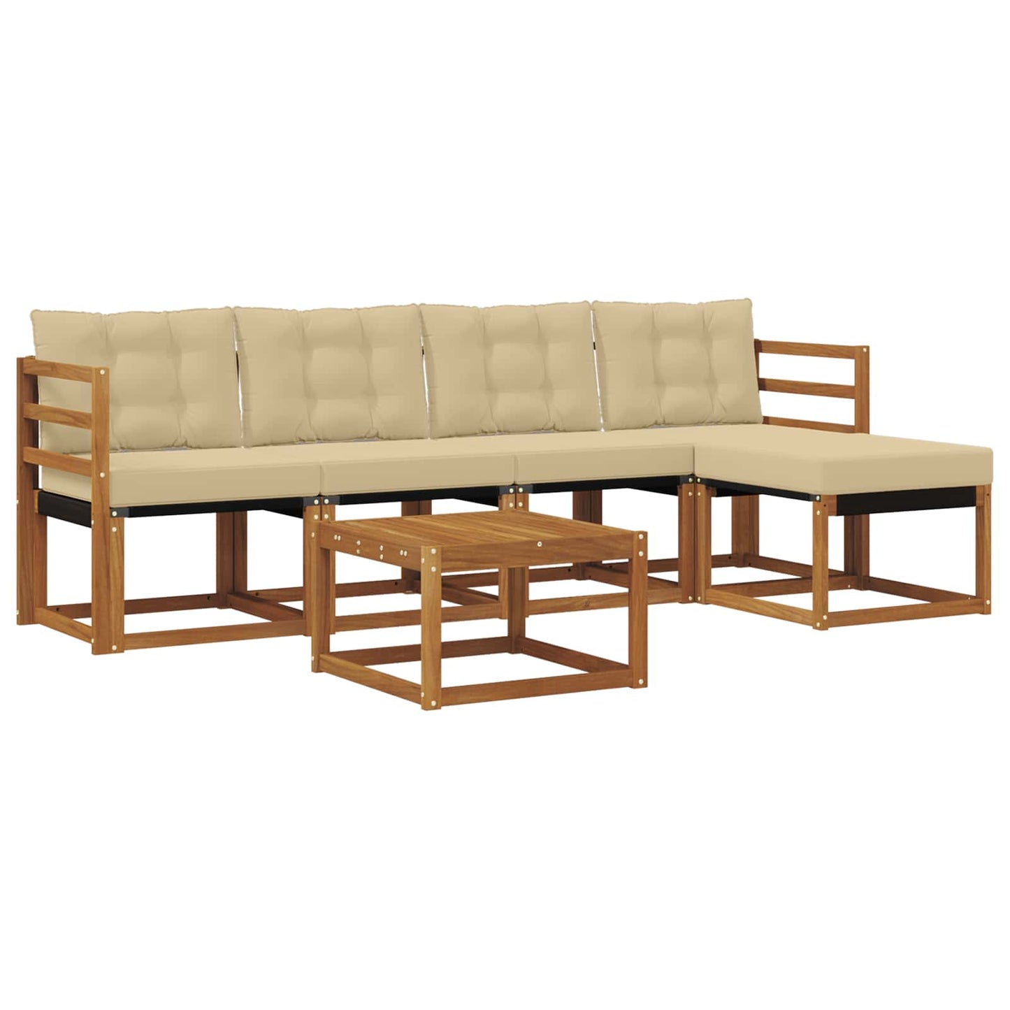 vidaXL Σειρά Καναπέ Εξωτερικού με μαξιλάρι 6 pcs Φυσικό και Μπεζ