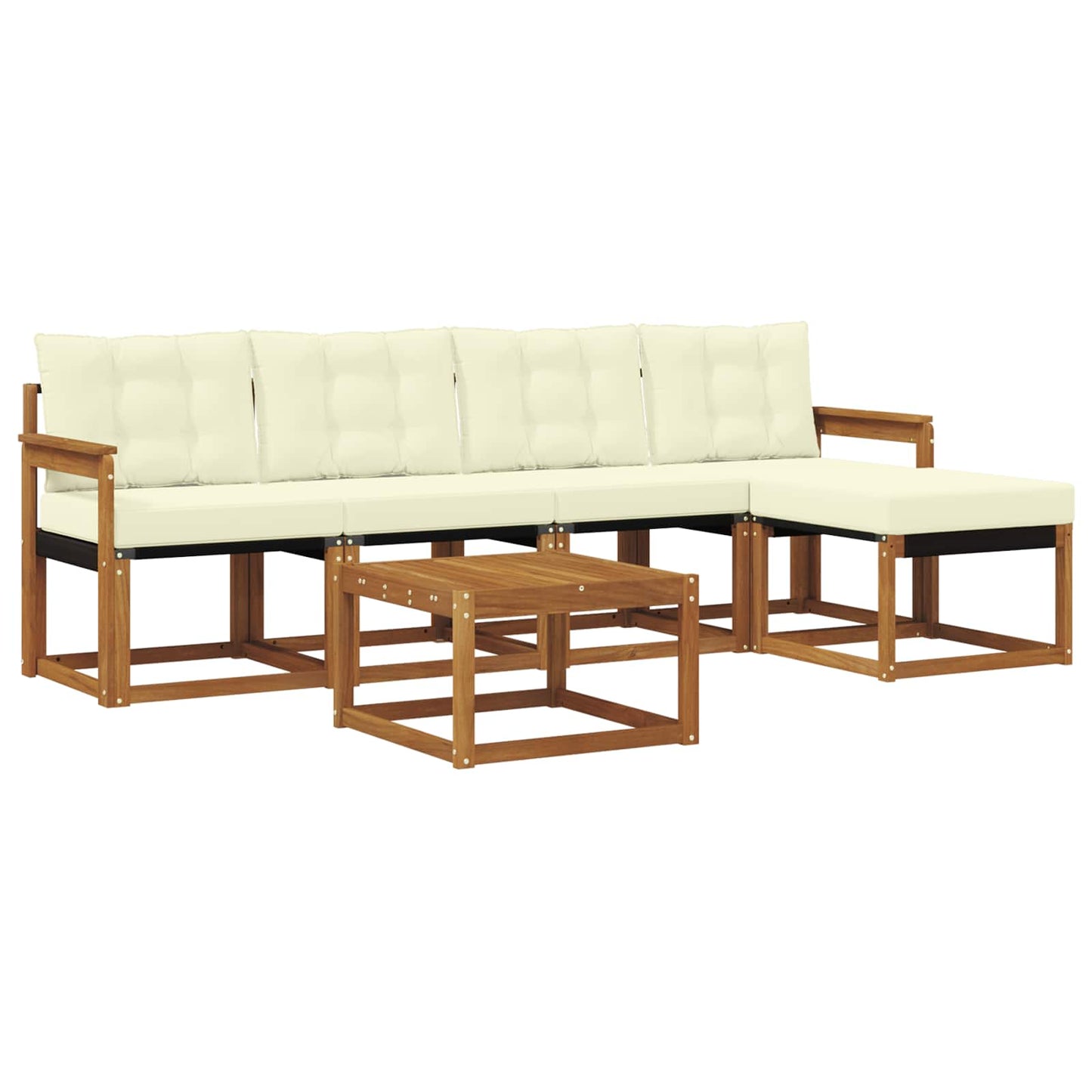 vidaXL Σειρά Καναπέ Εξωτερικού με μαξιλάρι 6 pcs Φυσικό και Κρέμα