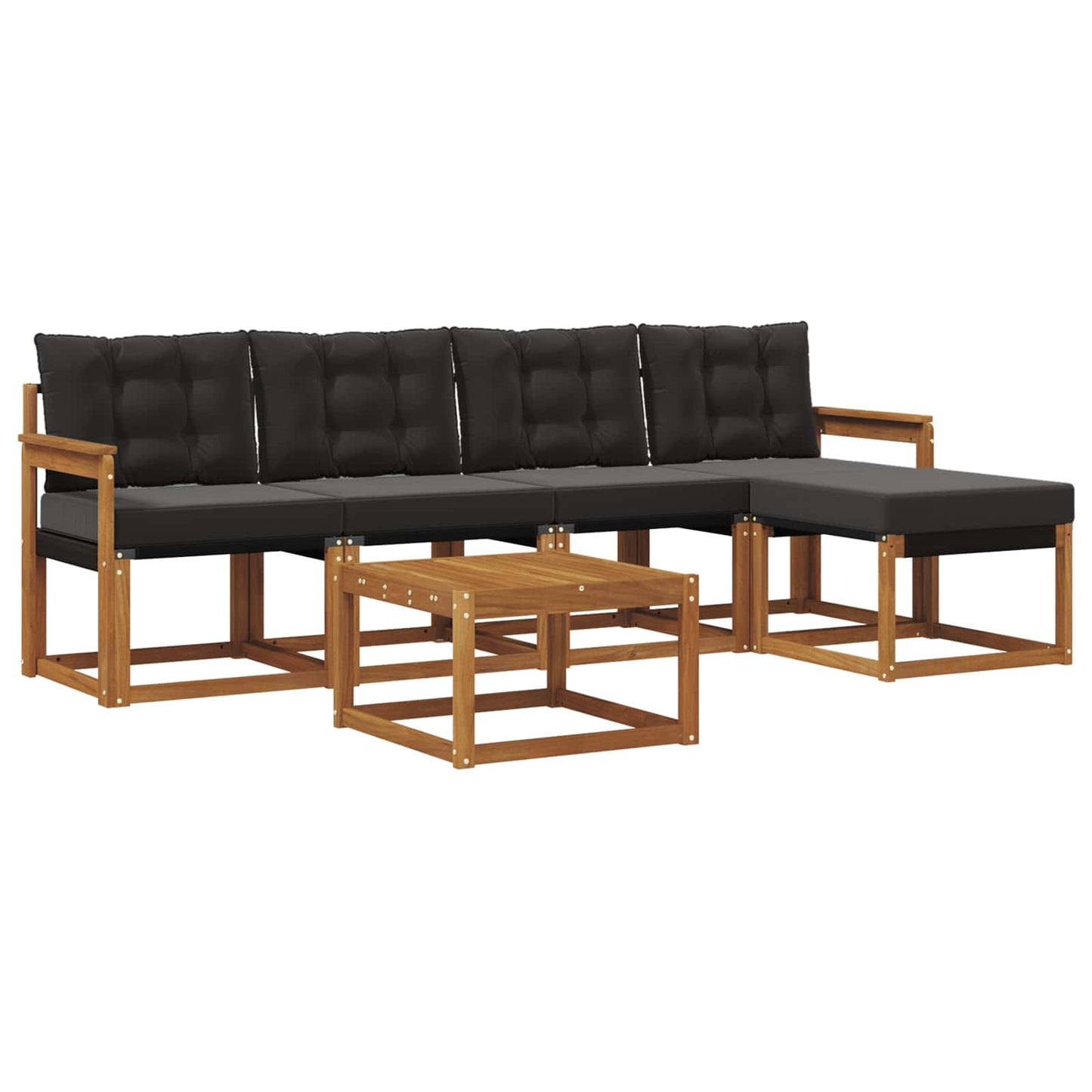 vidaXL Σειρά Καναπέ Εξωτερικού με μαξιλάρι 6 pcs Φυσικό και Μαύρο
