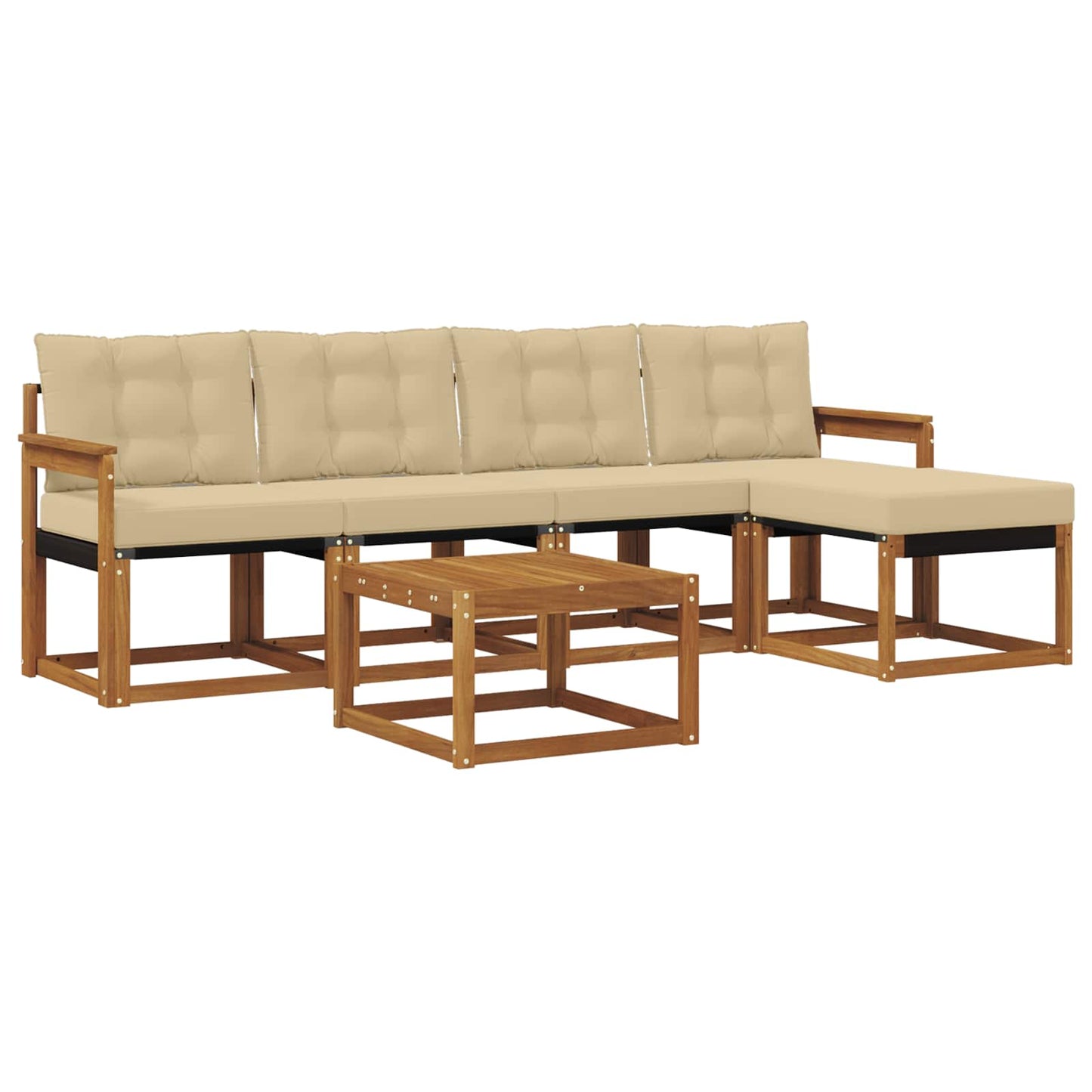 vidaXL Σειρά Καναπέ Εξωτερικού με μαξιλάρι 6 pcs Φυσικό και Μπεζ