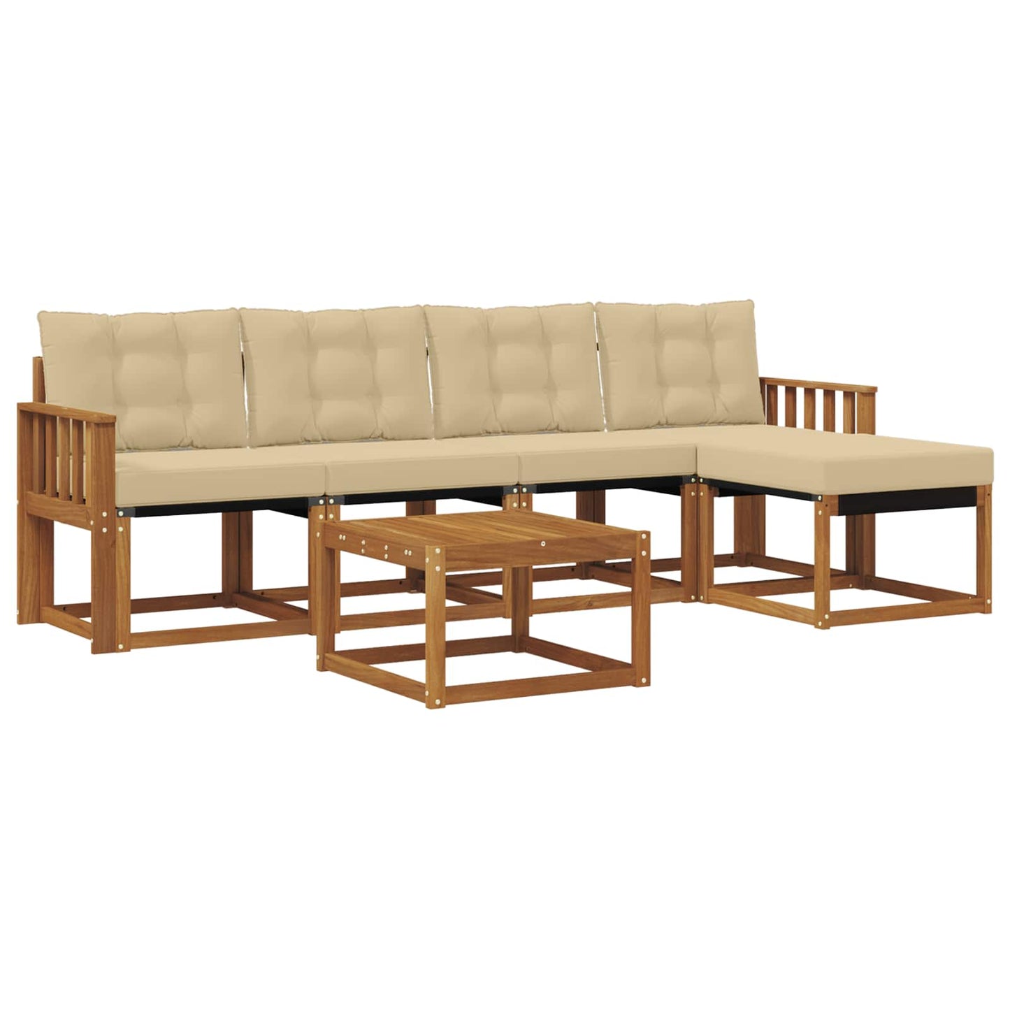 vidaXL Σειρά Καναπέ Εξωτερικού με μαξιλάρι 6 pcs Φυσικό και Μπεζ