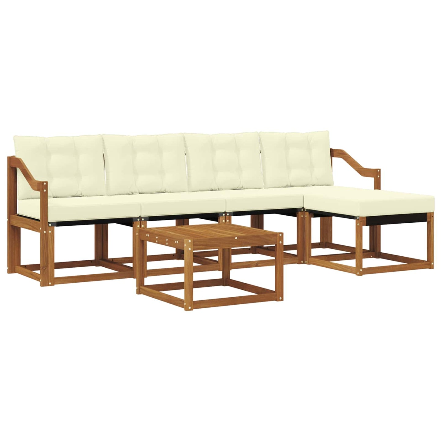 vidaXL Σειρά Καναπέ Εξωτερικού με μαξιλάρι 6 pcs Φυσικό και Κρέμα
