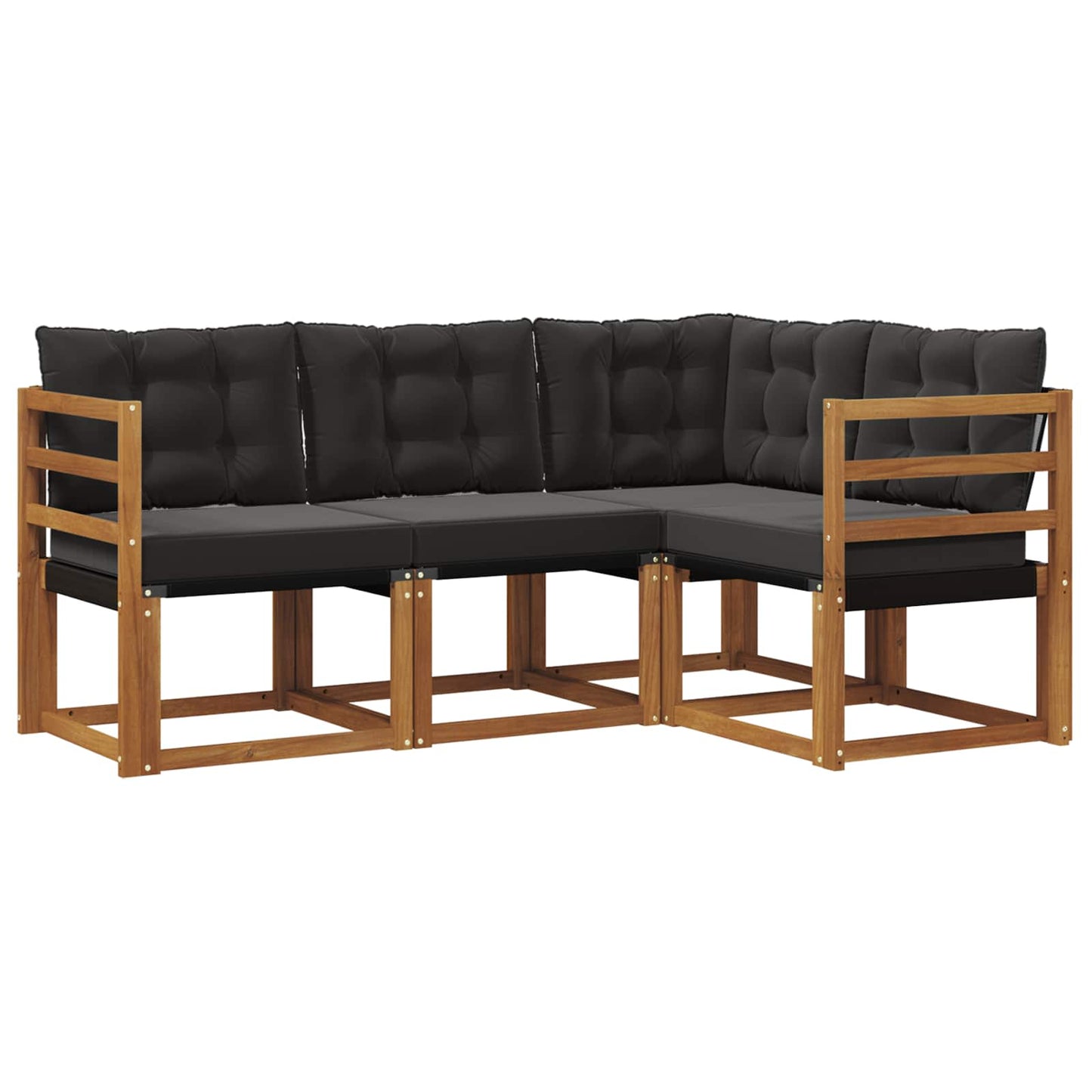 vidaXL Σειρά Καναπέ Εξωτερικού με μαξιλάρι 4 pcs Φυσικό και Μαύρο