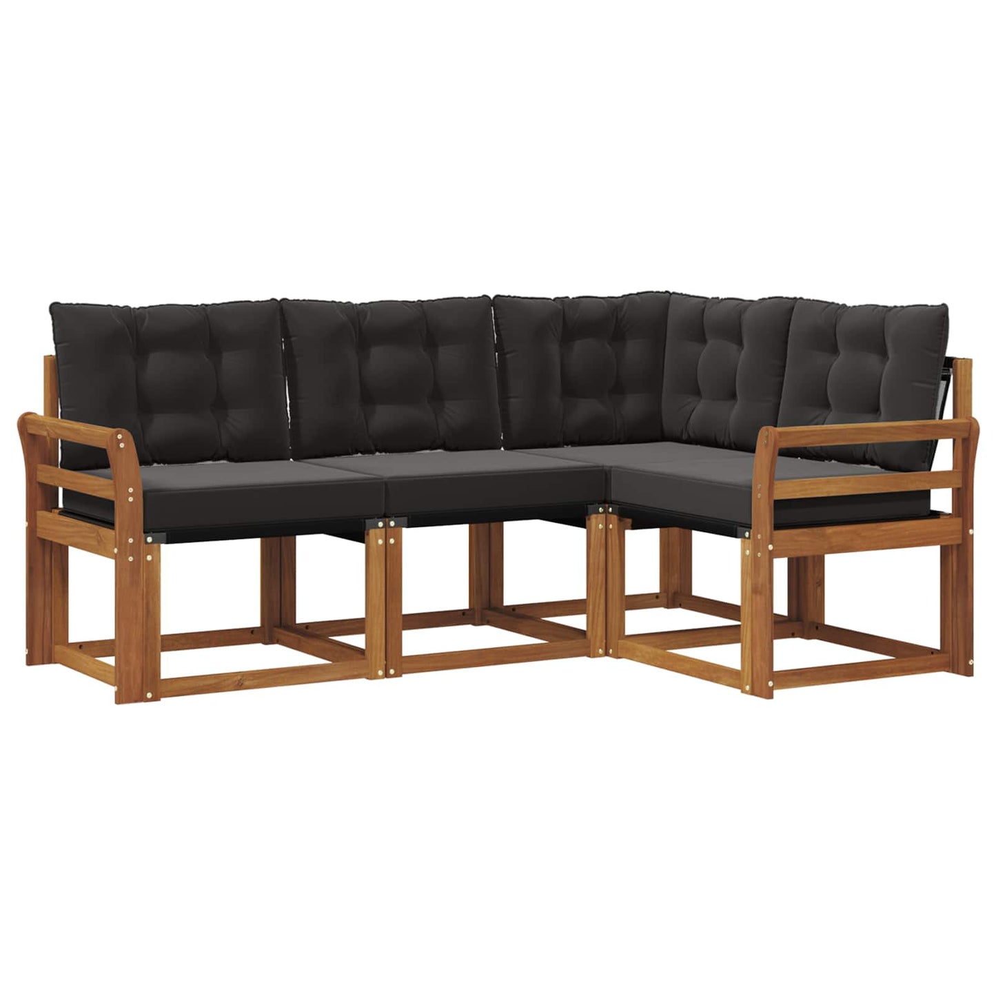 vidaXL Σειρά Καναπέ Εξωτερικού με μαξιλάρι 4 pcs Φυσικό και Μαύρο