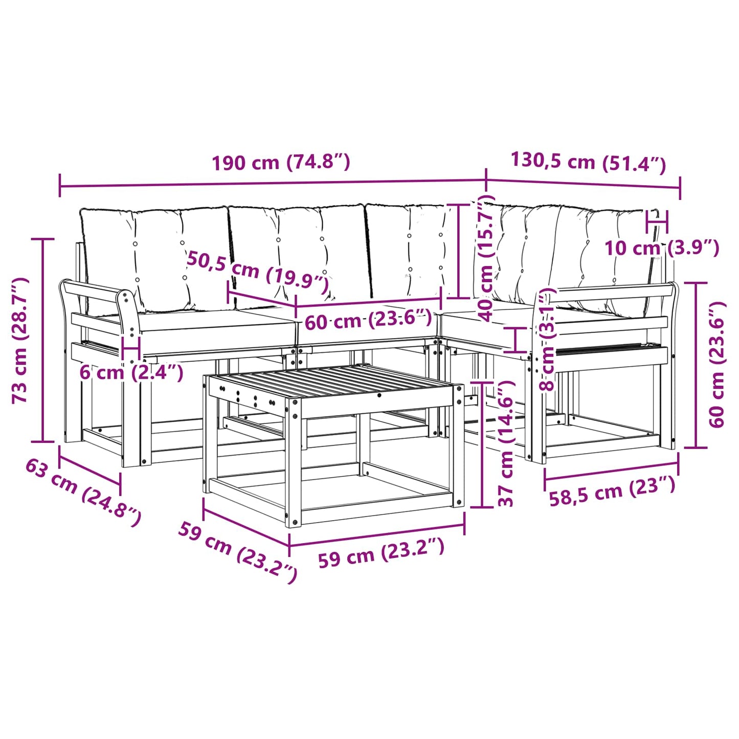 vidaXL Σειρά Καναπέ Εξωτερικού με μαξιλάρι 5 pcs Φυσικό και Μπεζ