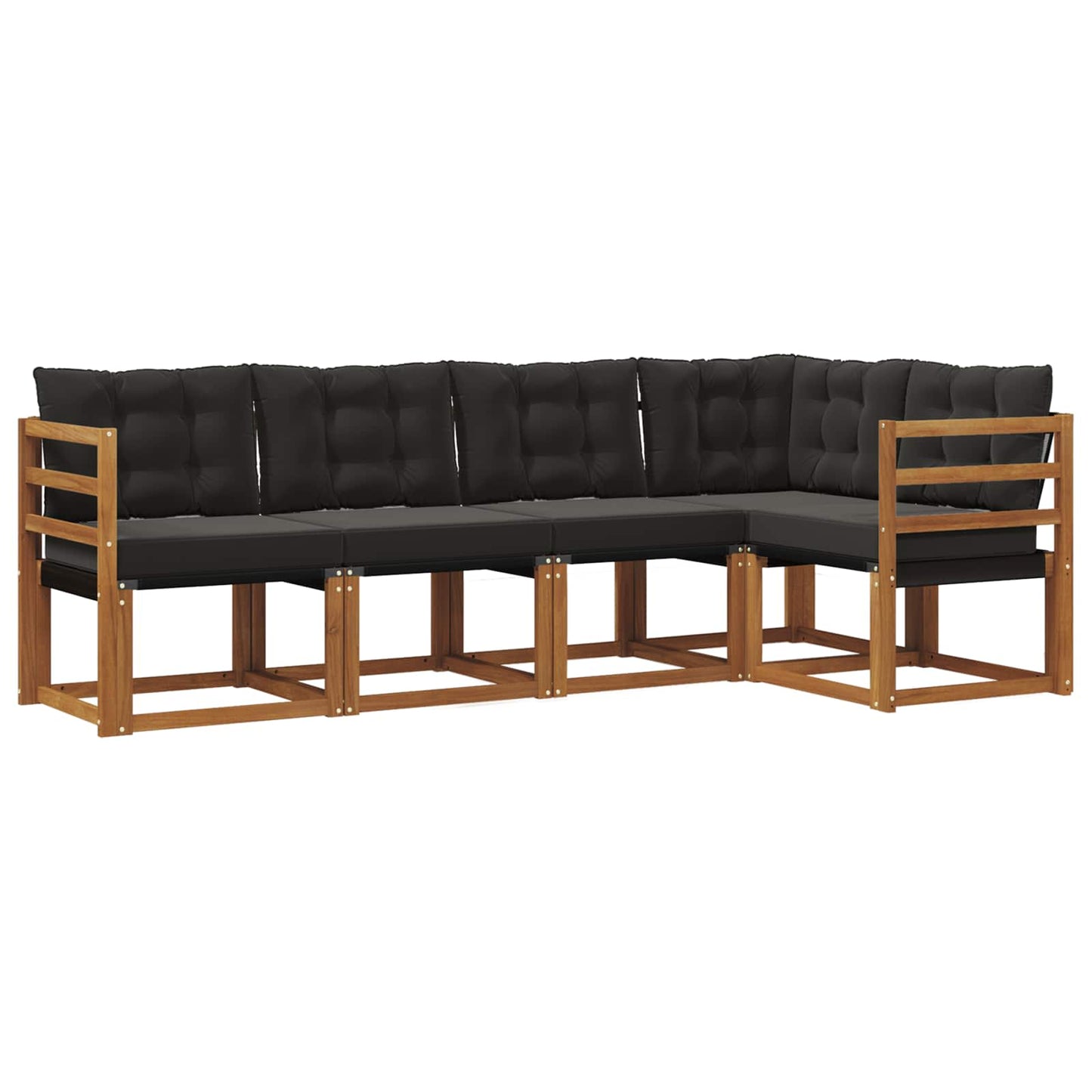 vidaXL Σειρά Καναπέ Εξωτερικού με μαξιλάρι 5 pcs Φυσικό και Μαύρο