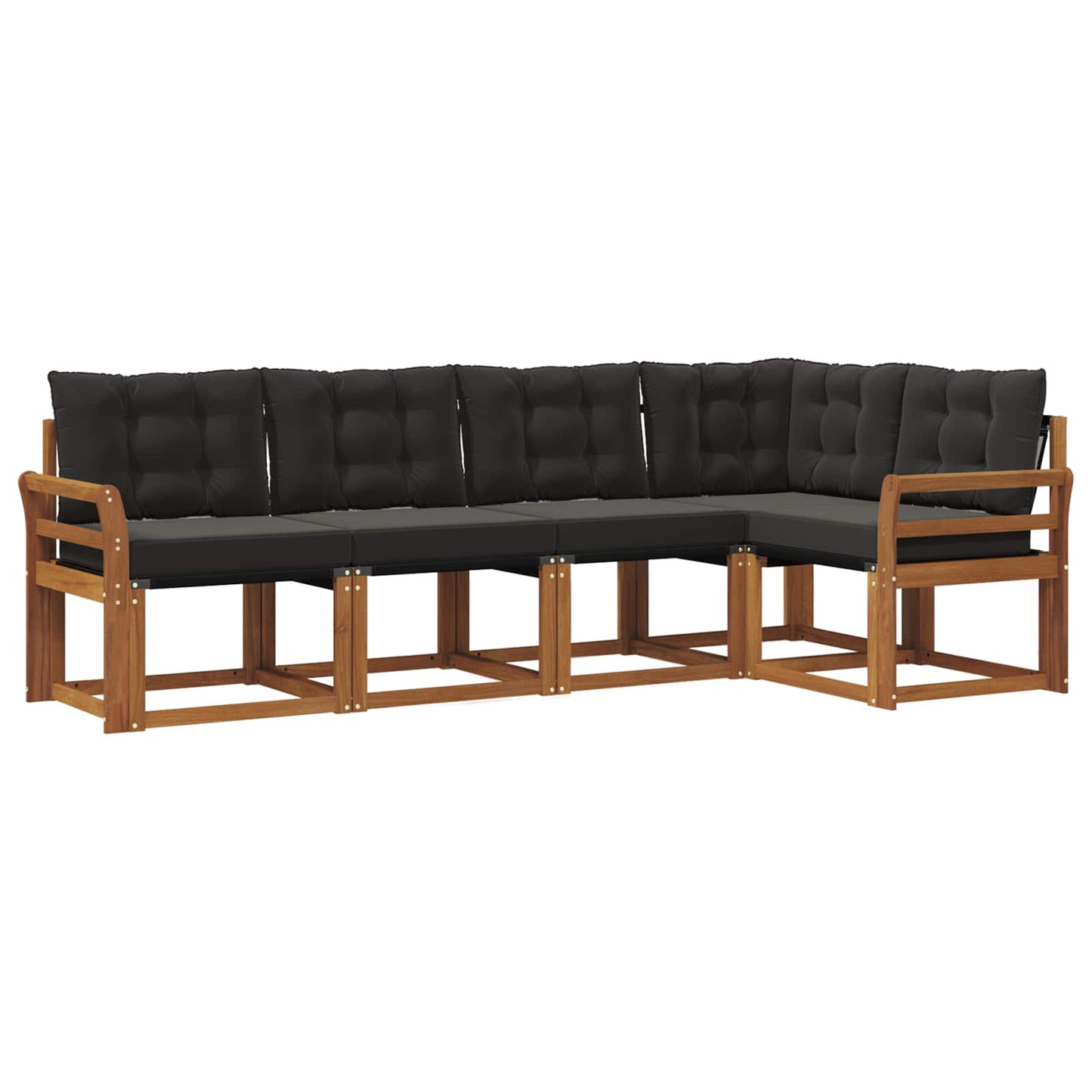 vidaXL Σειρά Καναπέ Εξωτερικού με μαξιλάρι 5 pcs Φυσικό και Μαύρο