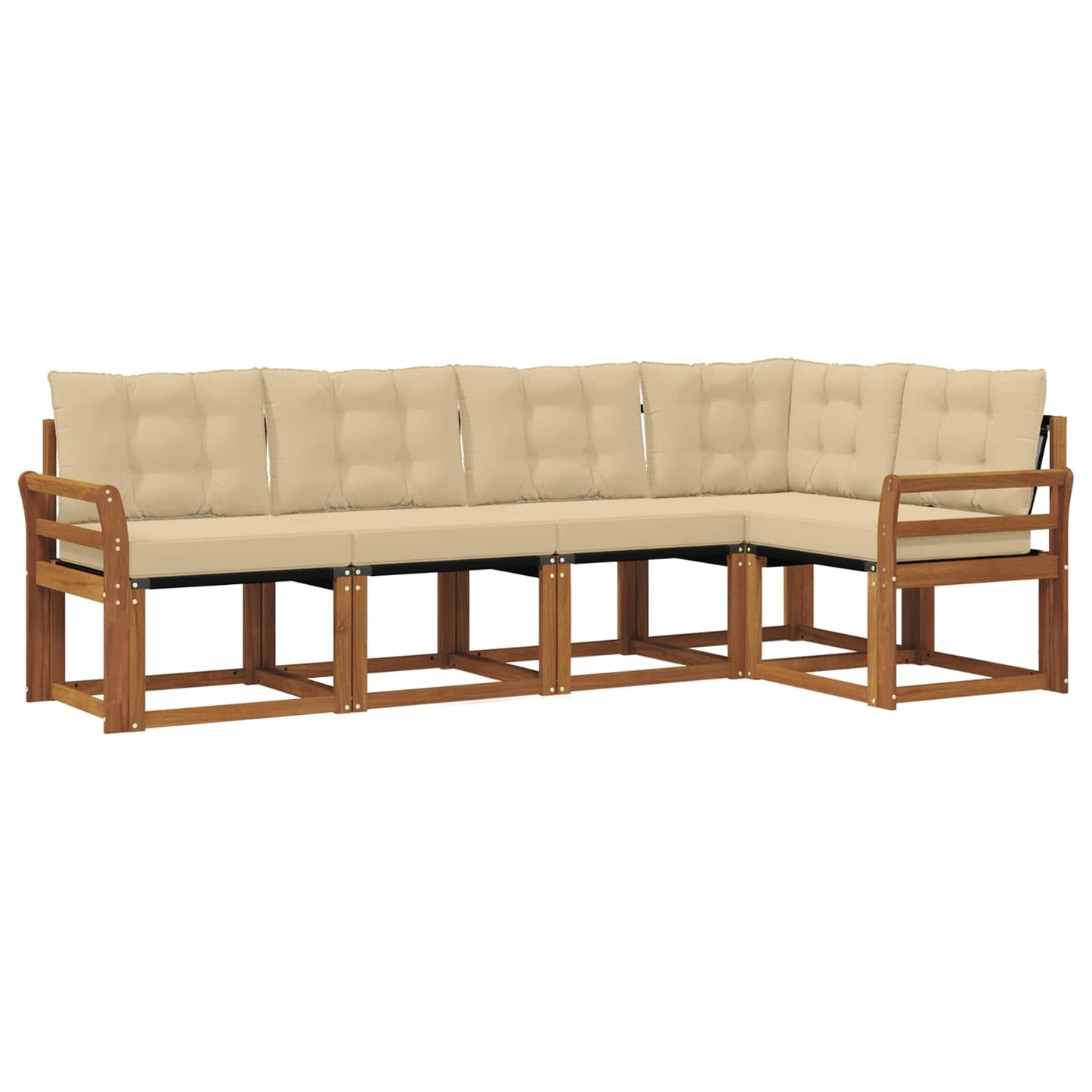 vidaXL Σειρά Καναπέ Εξωτερικού με μαξιλάρι 5 pcs Φυσικό και Μπεζ