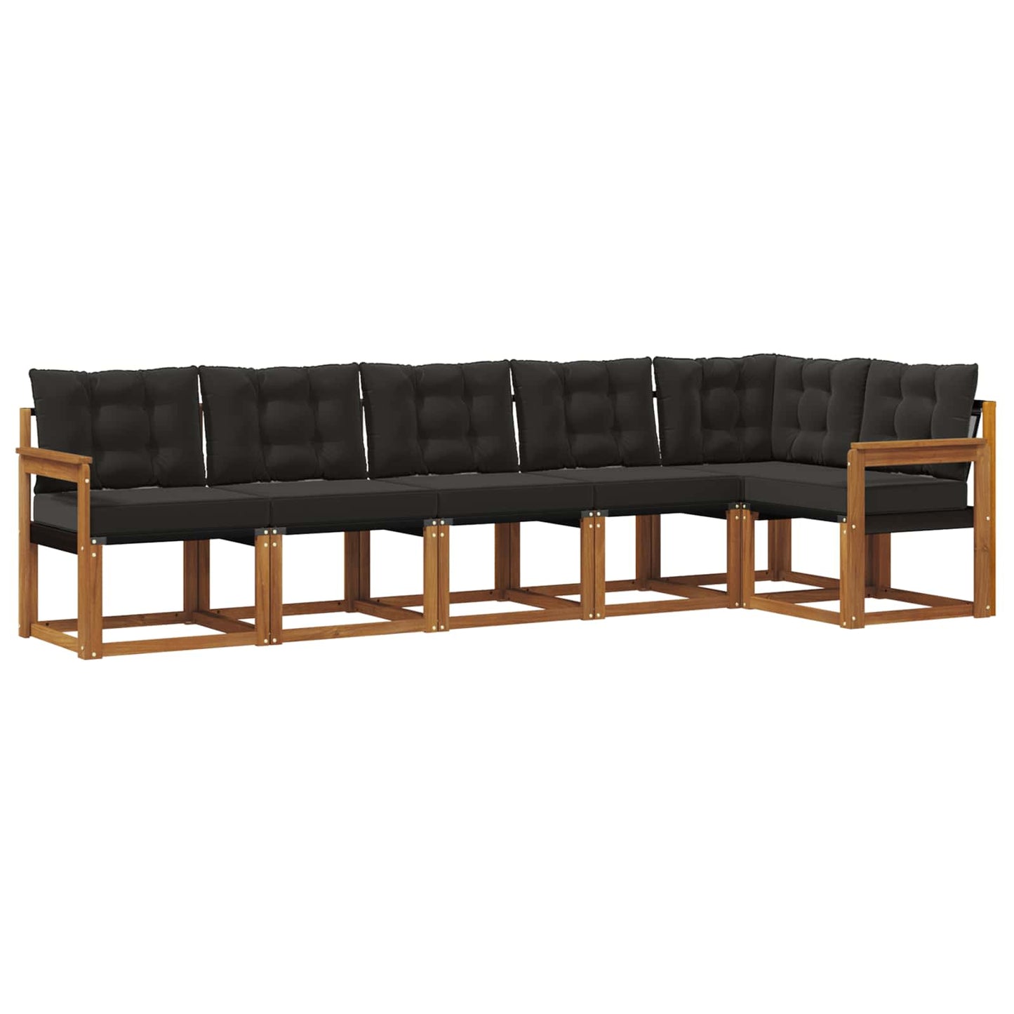 vidaXL Σειρά Καναπέ Εξωτερικού με μαξιλάρι 6 pcs Φυσικό και Μαύρο