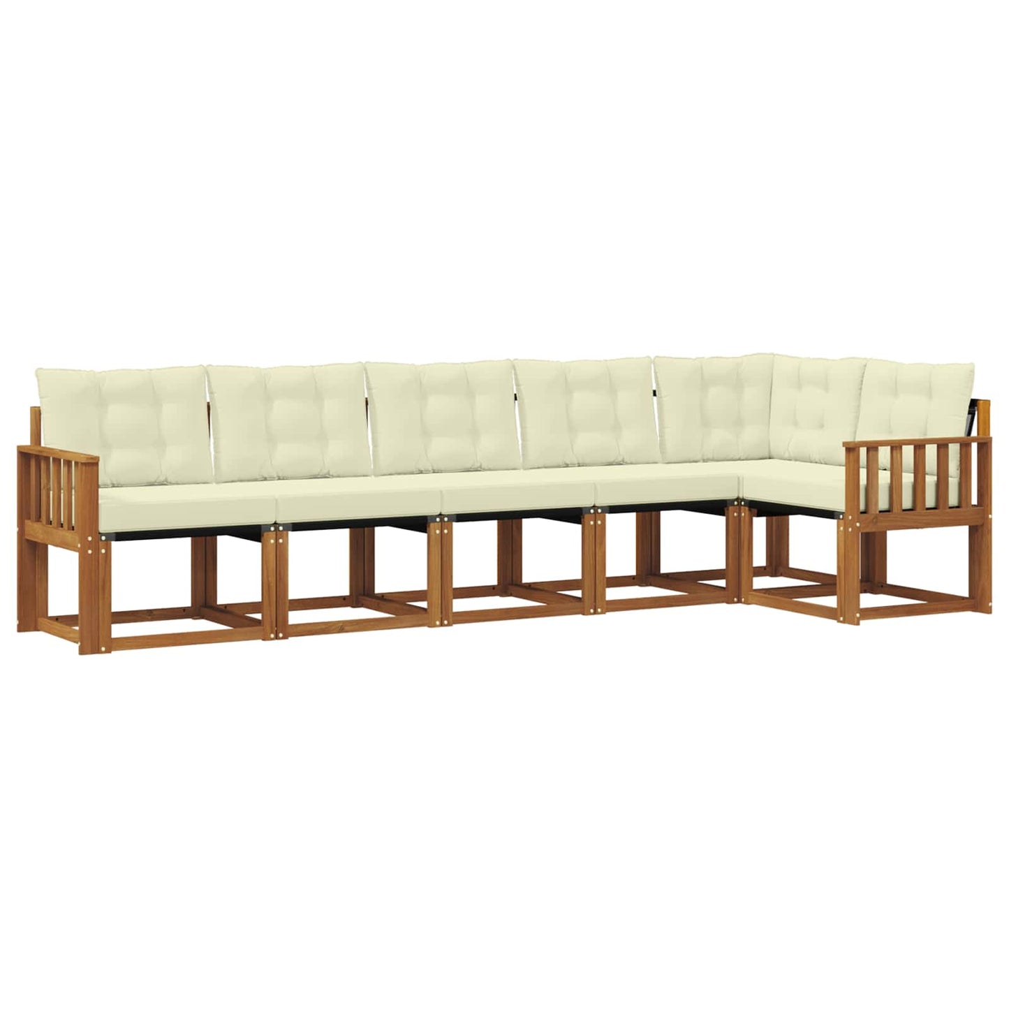 vidaXL Σειρά Καναπέ Εξωτερικού με μαξιλάρι 6 pcs Φυσικό και Κρέμα