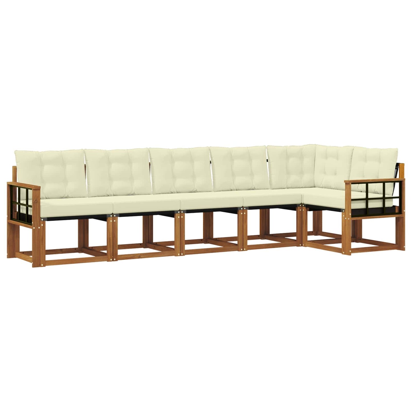 vidaXL Σειρά Καναπέ Εξωτερικού με μαξιλάρι 6 pcs Φυσικό και Κρέμα