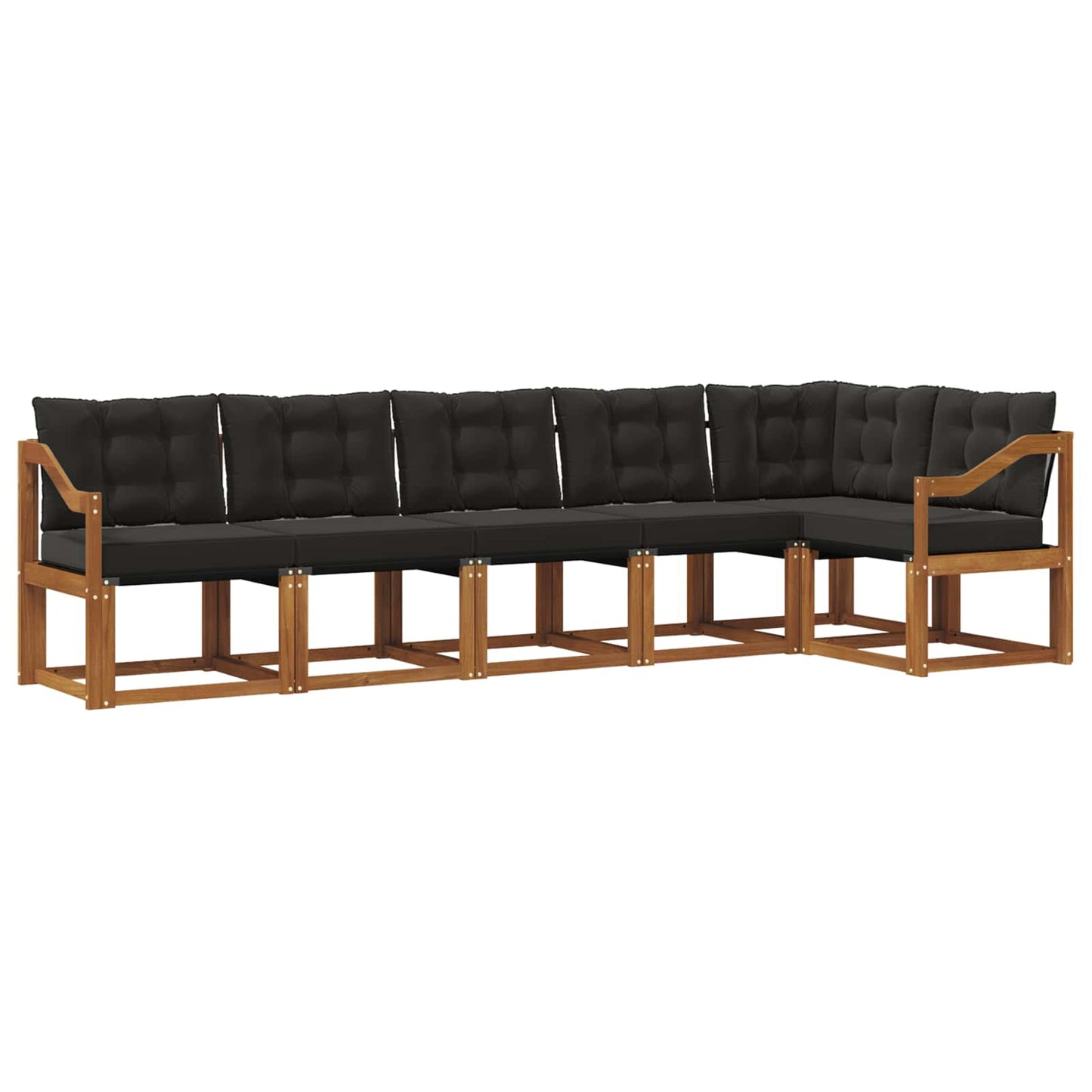 vidaXL Σειρά Καναπέ Εξωτερικού με μαξιλάρι 6 pcs Φυσικό και Μαύρο