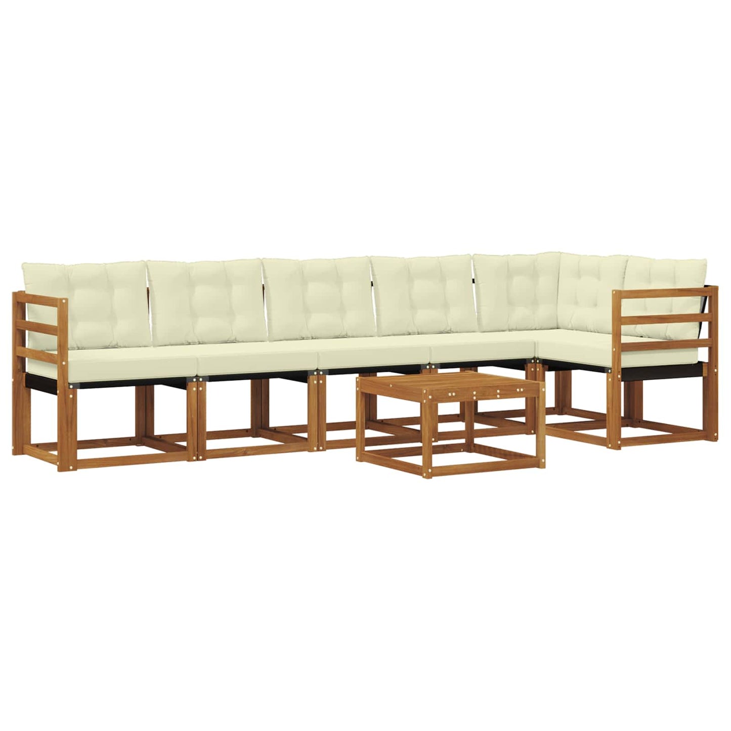 vidaXL Σειρά Καναπέ Εξωτερικού με μαξιλάρι 7 pcs Φυσικό και Κρέμα