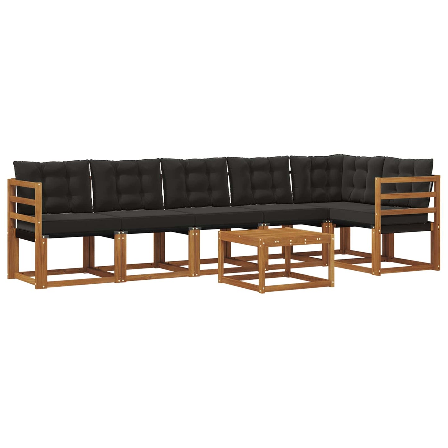 vidaXL Σειρά Καναπέ Εξωτερικού με μαξιλάρι 7 pcs Φυσικό και Μαύρο