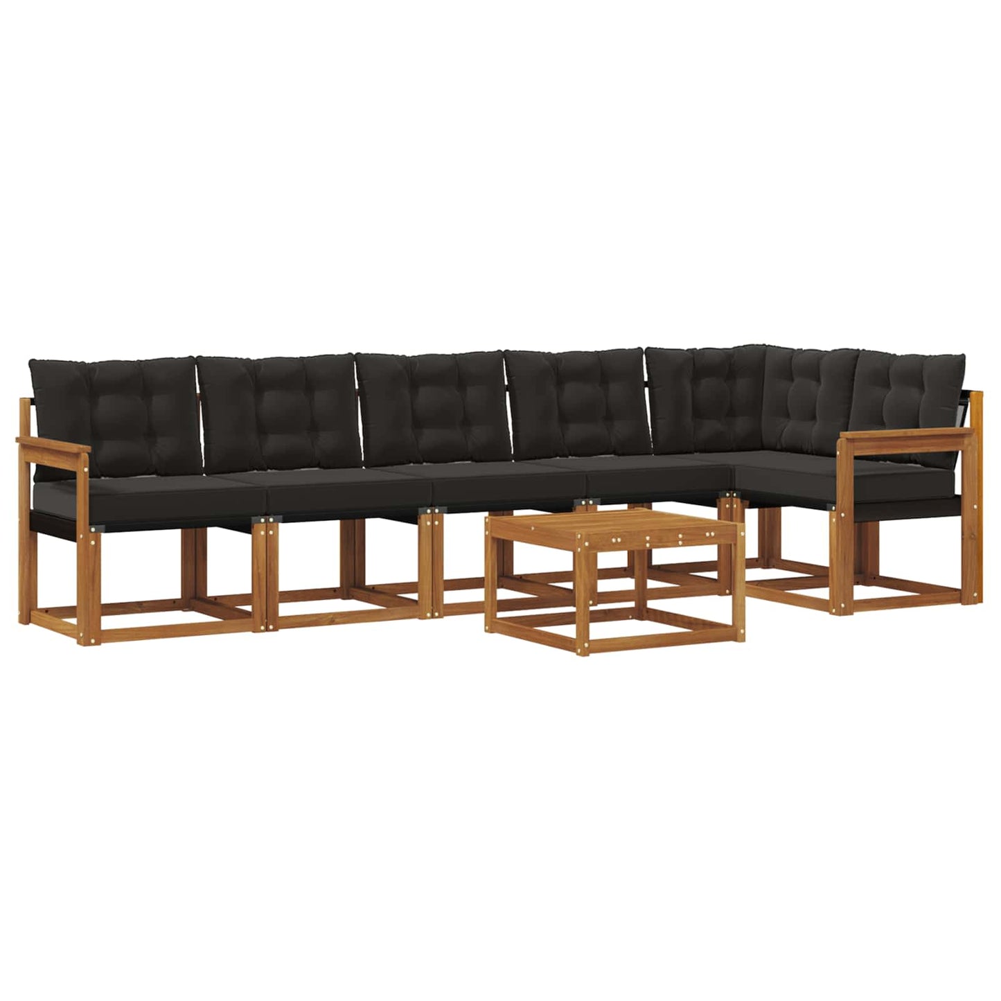 vidaXL Σειρά Καναπέ Εξωτερικού με μαξιλάρι 7 pcs Φυσικό και Μαύρο