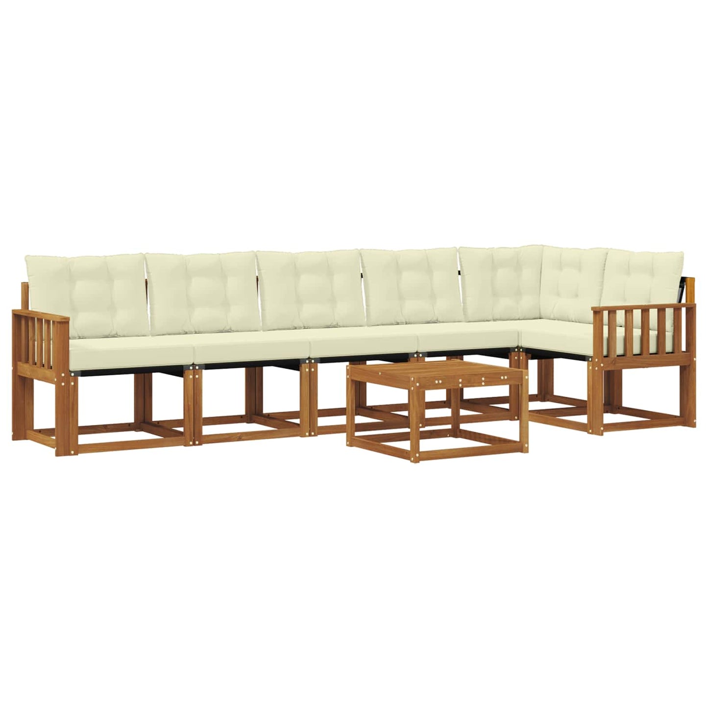 vidaXL Σειρά Καναπέ Εξωτερικού με μαξιλάρι 7 pcs Φυσικό και Κρέμα