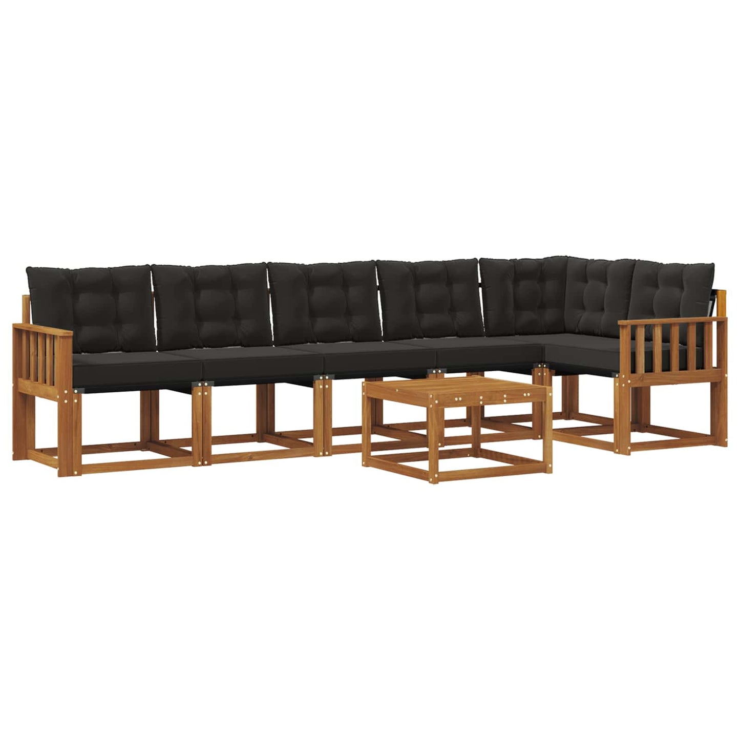 vidaXL Σειρά Καναπέ Εξωτερικού με μαξιλάρι 7 pcs Φυσικό και Μαύρο