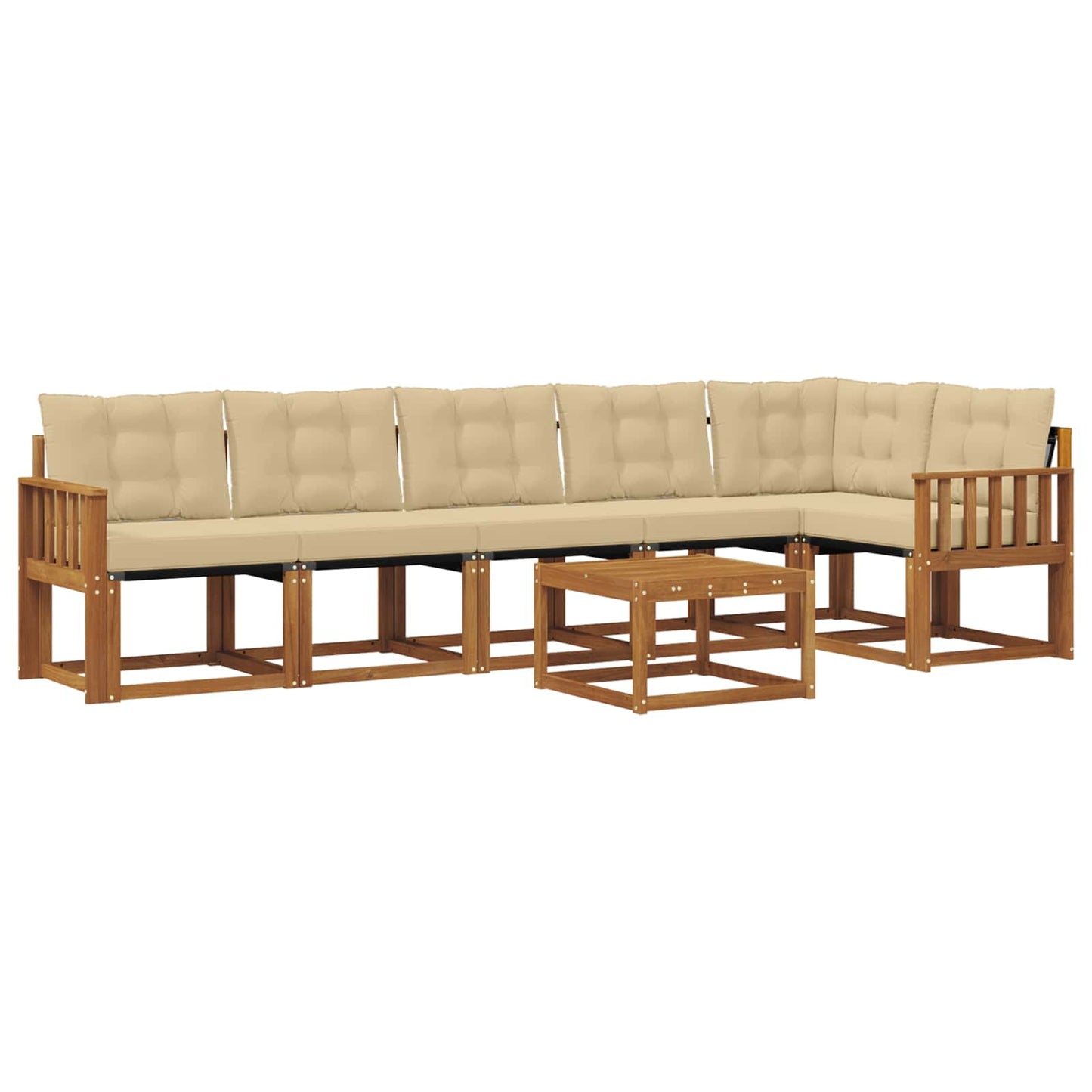 vidaXL Σειρά Καναπέ Εξωτερικού με μαξιλάρι 7 pcs Φυσικό και Μπεζ