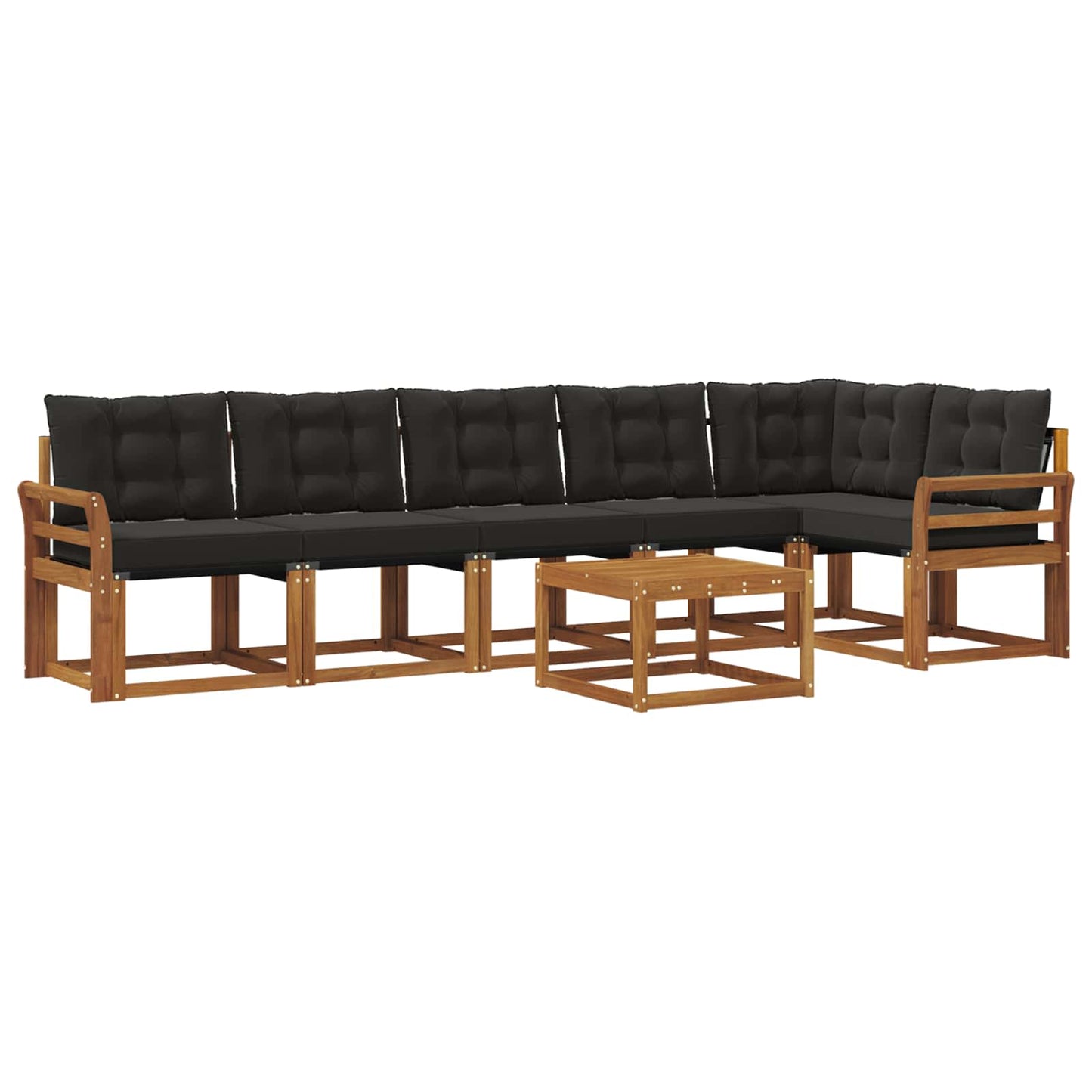 vidaXL Σειρά Καναπέ Εξωτερικού με μαξιλάρι 7 pcs Φυσικό και Μαύρο
